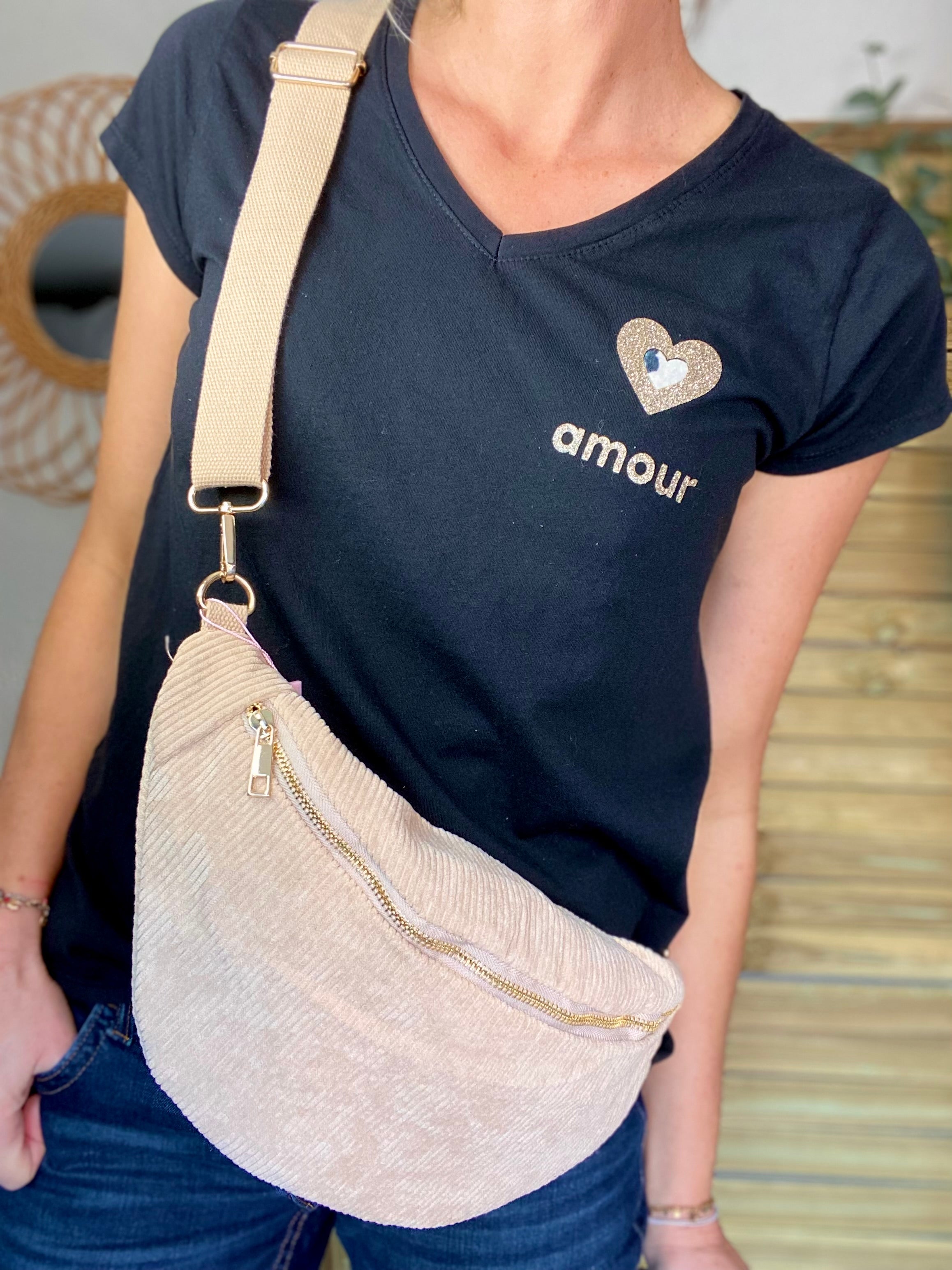 Tee shirt Coeur doré et léo amour 💛🐆 DITA - Noir