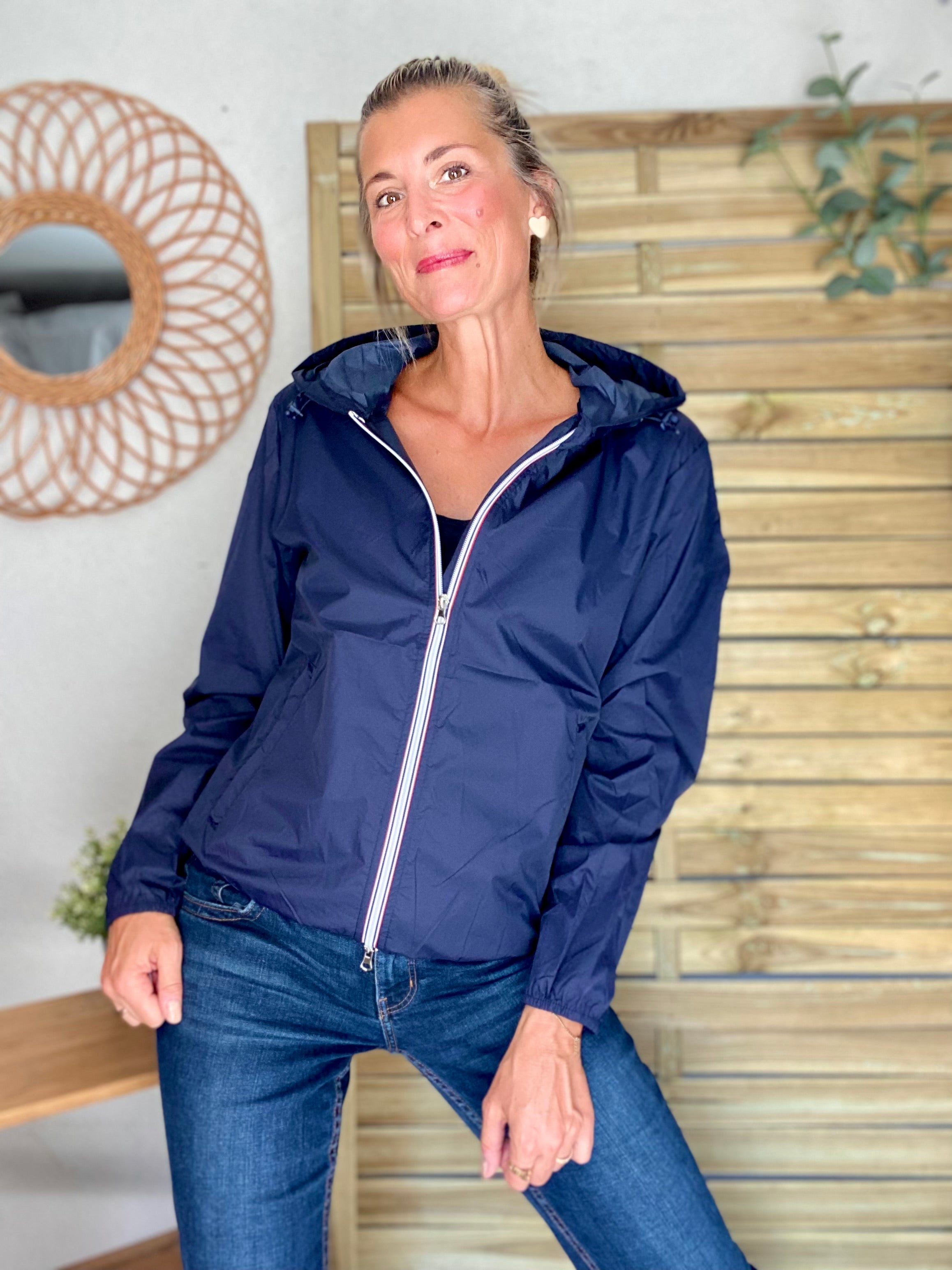 Coupe vent imperméable ANNA COURT Bleu marine - LAURA JO