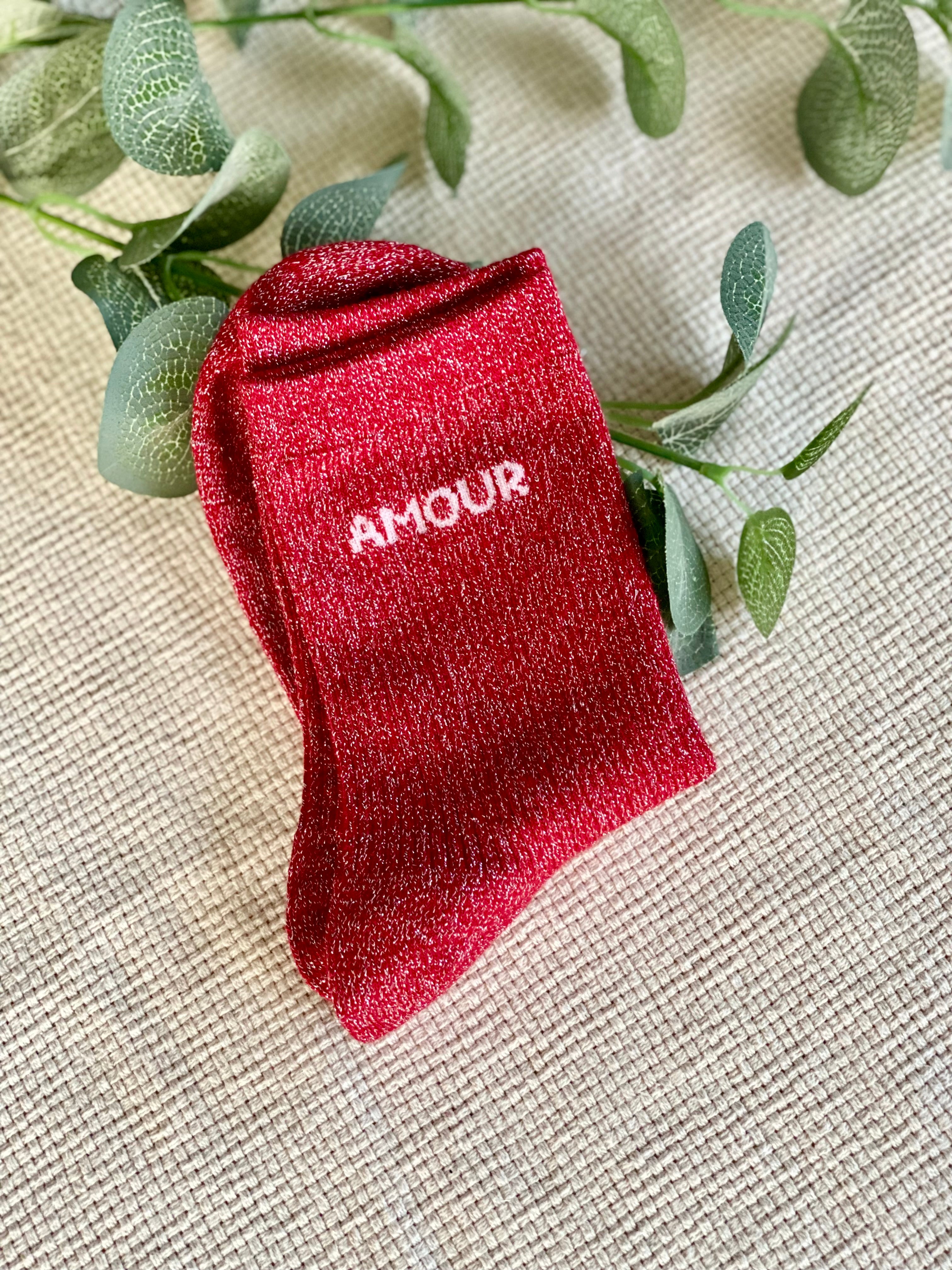 Chaussettes scintillantes glitter ZORA - Amour
