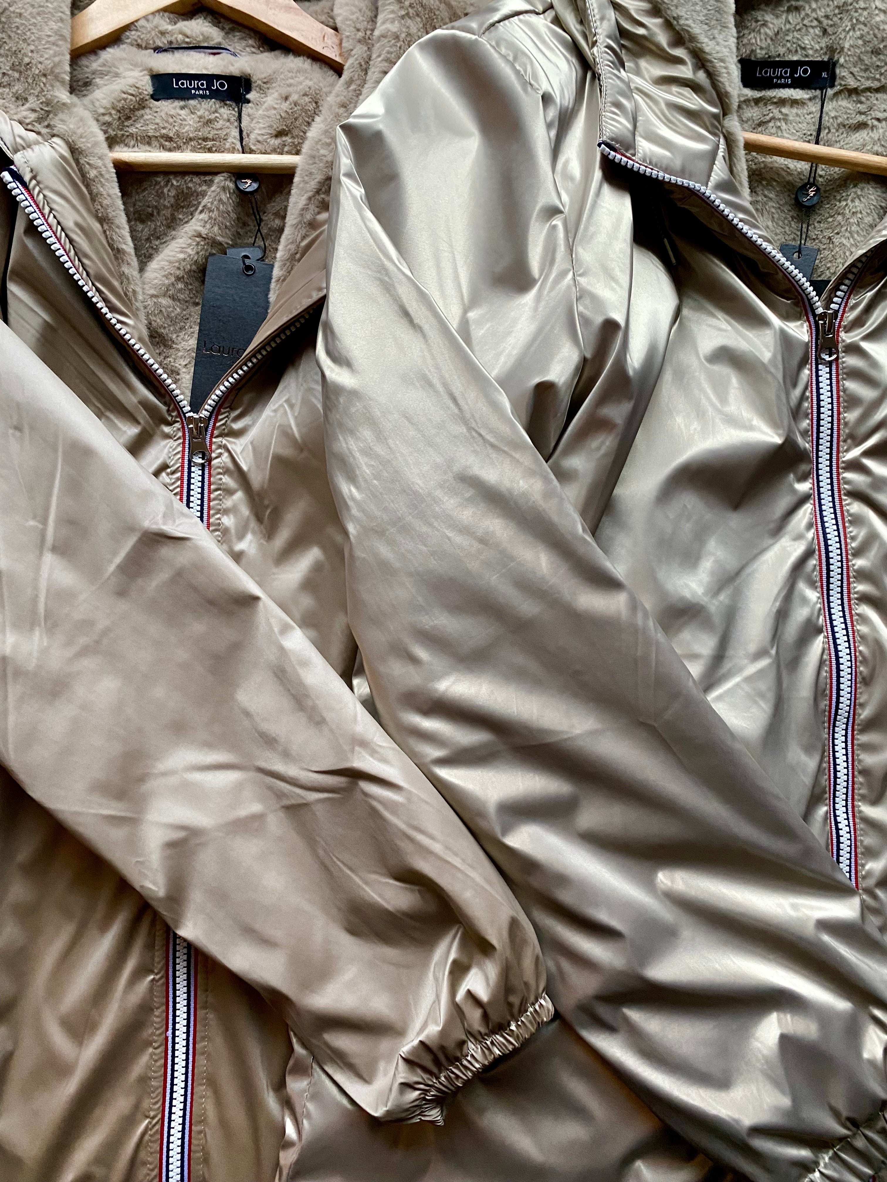 Parka Imperméable THELMA LONG fourrée - Sable irisé - Laura Jo