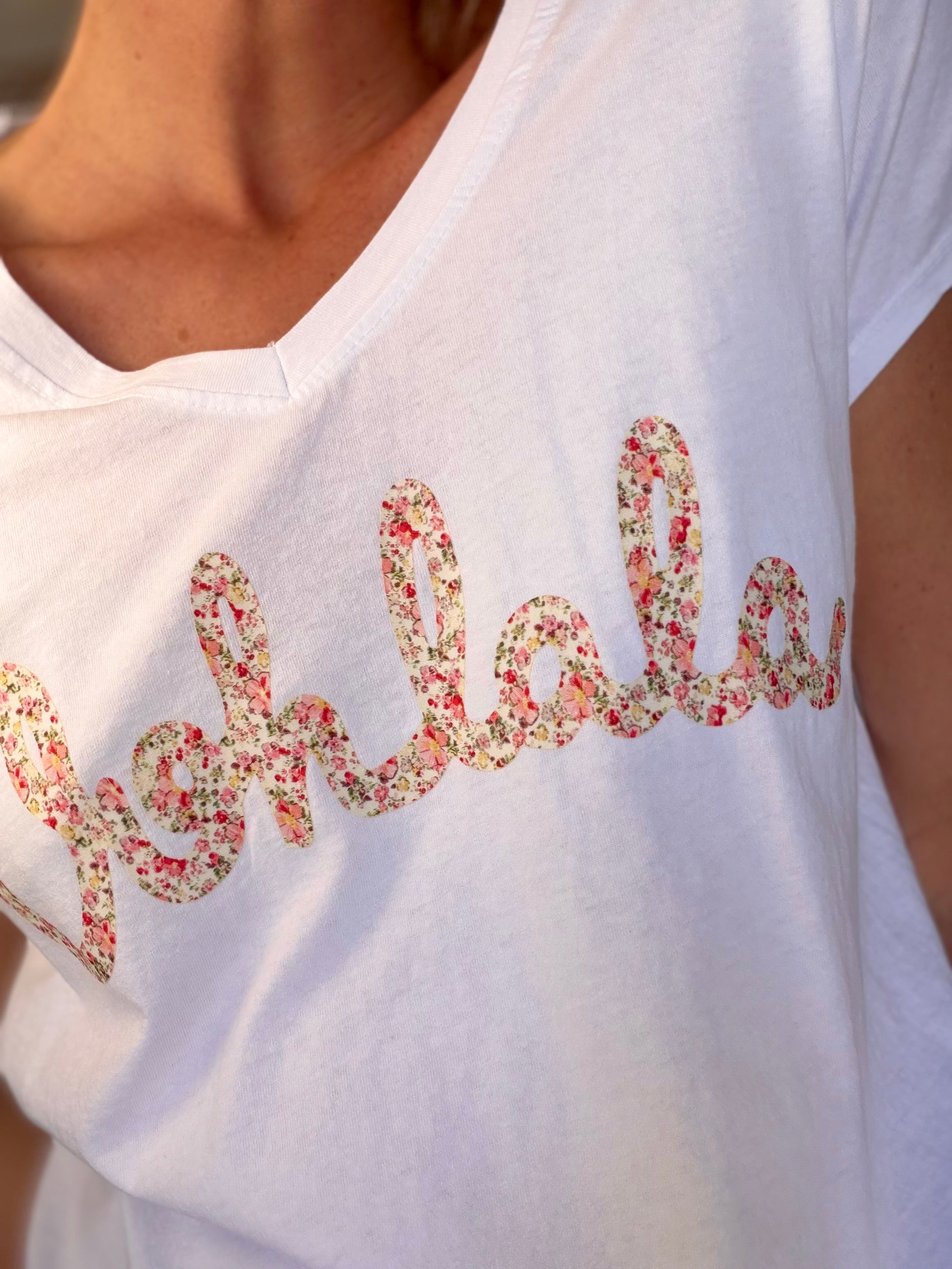 Tee shirt Ohlala Liberty VERA Blanc / Rouge rosé