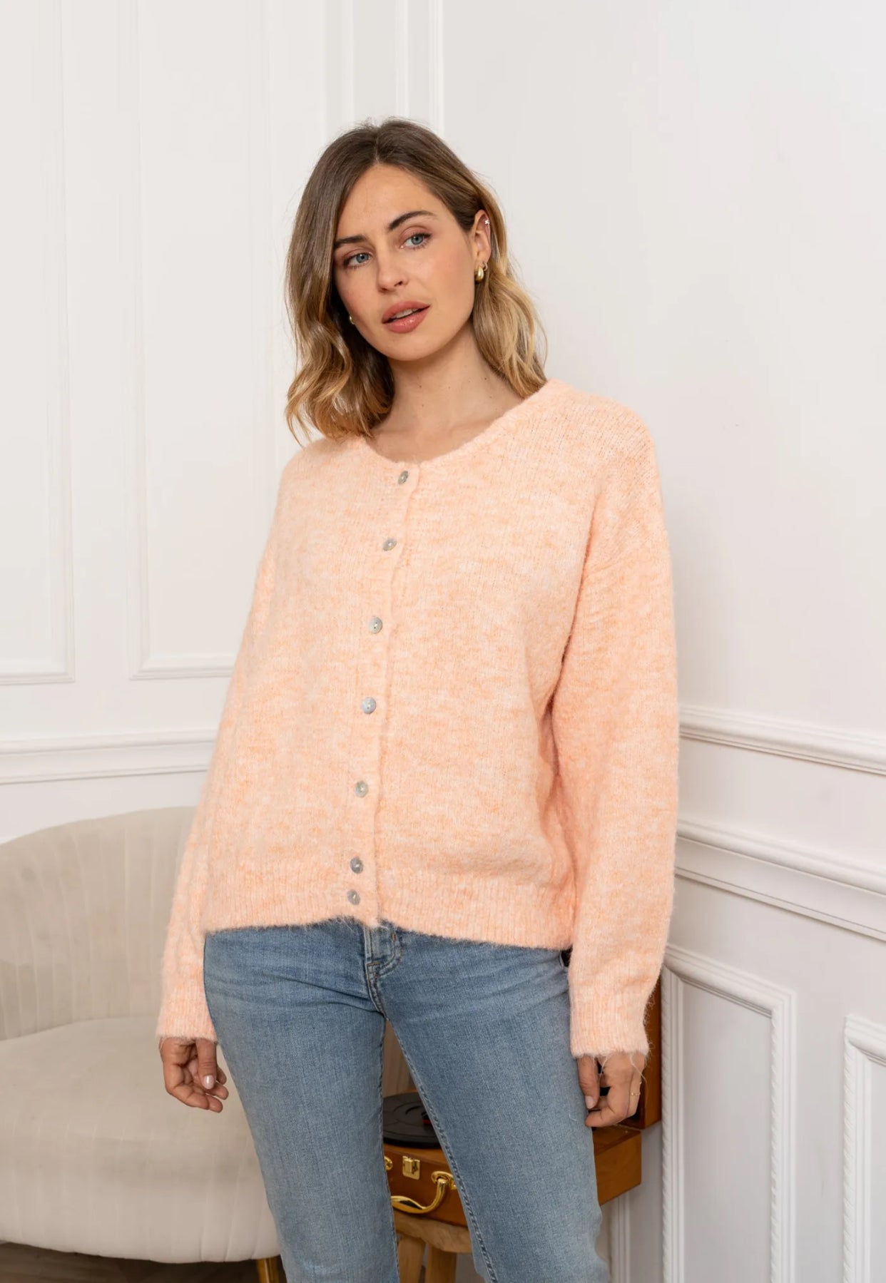 Gilet en maille MERYL - Abricot