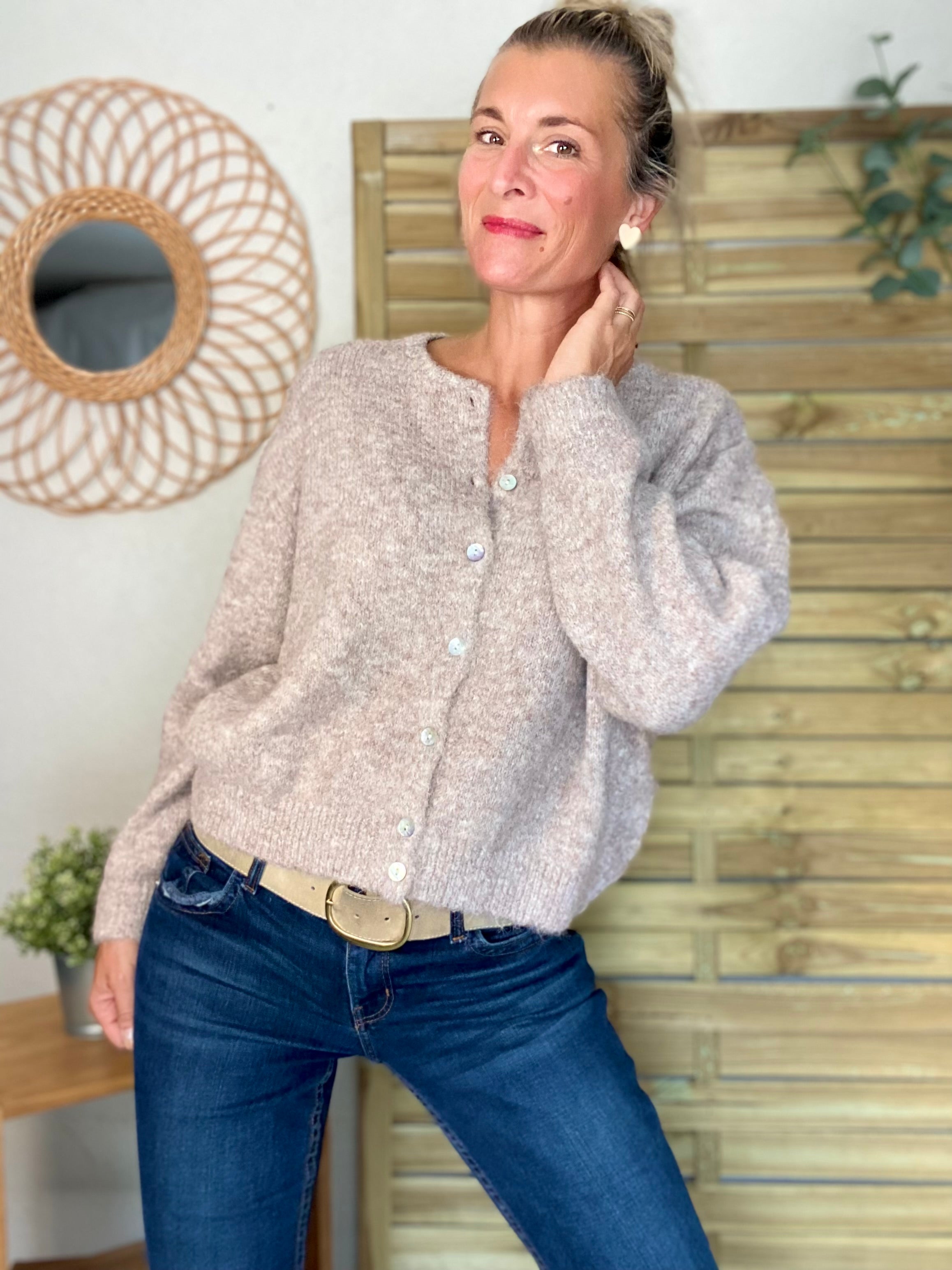 Gilet en maille SYDNEY - Taupe chiné