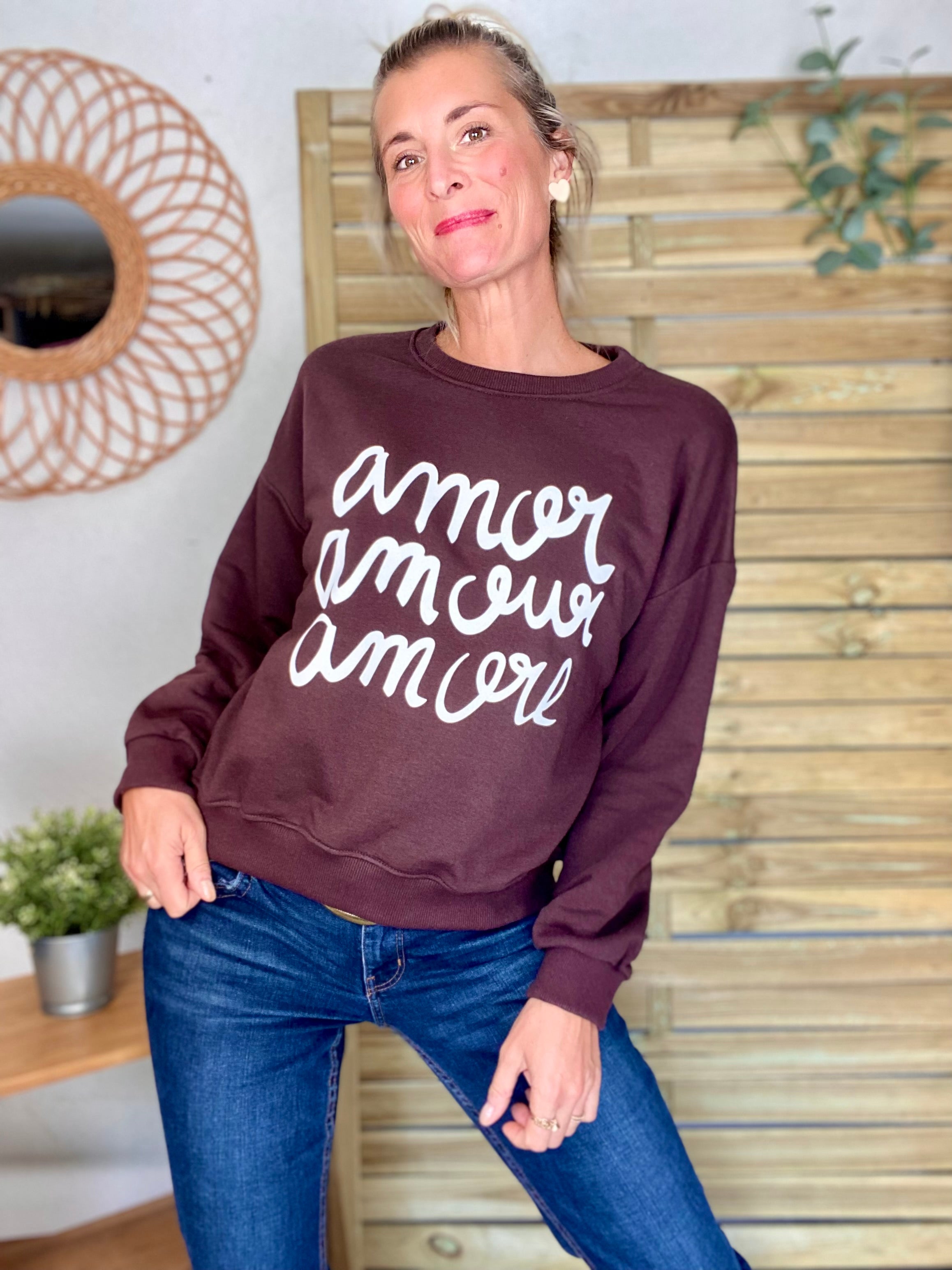 Sweat amor amour amore COLINE - Chocolat