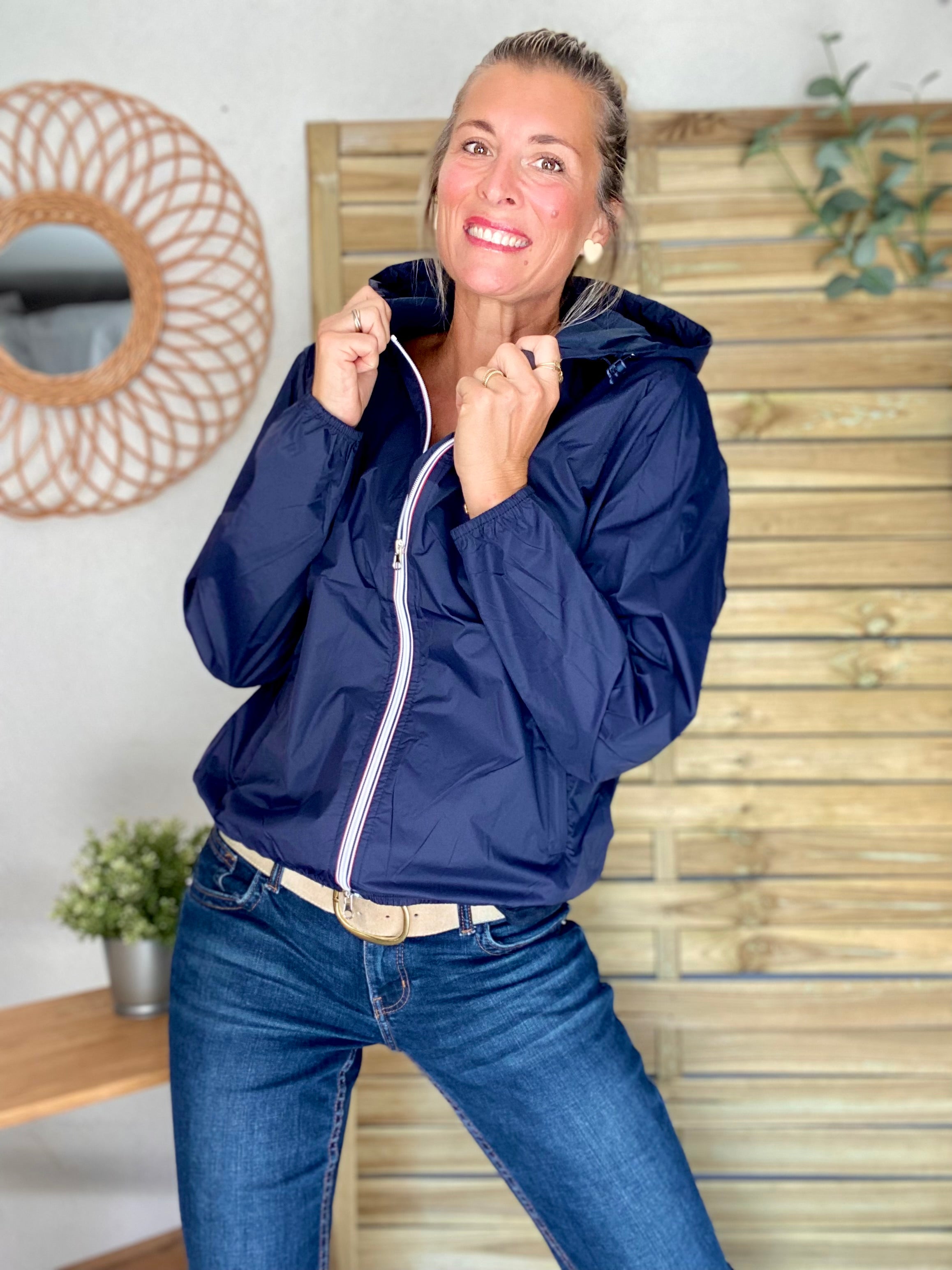 Coupe vent imperméable ANNA COURT Bleu marine - LAURA JO
