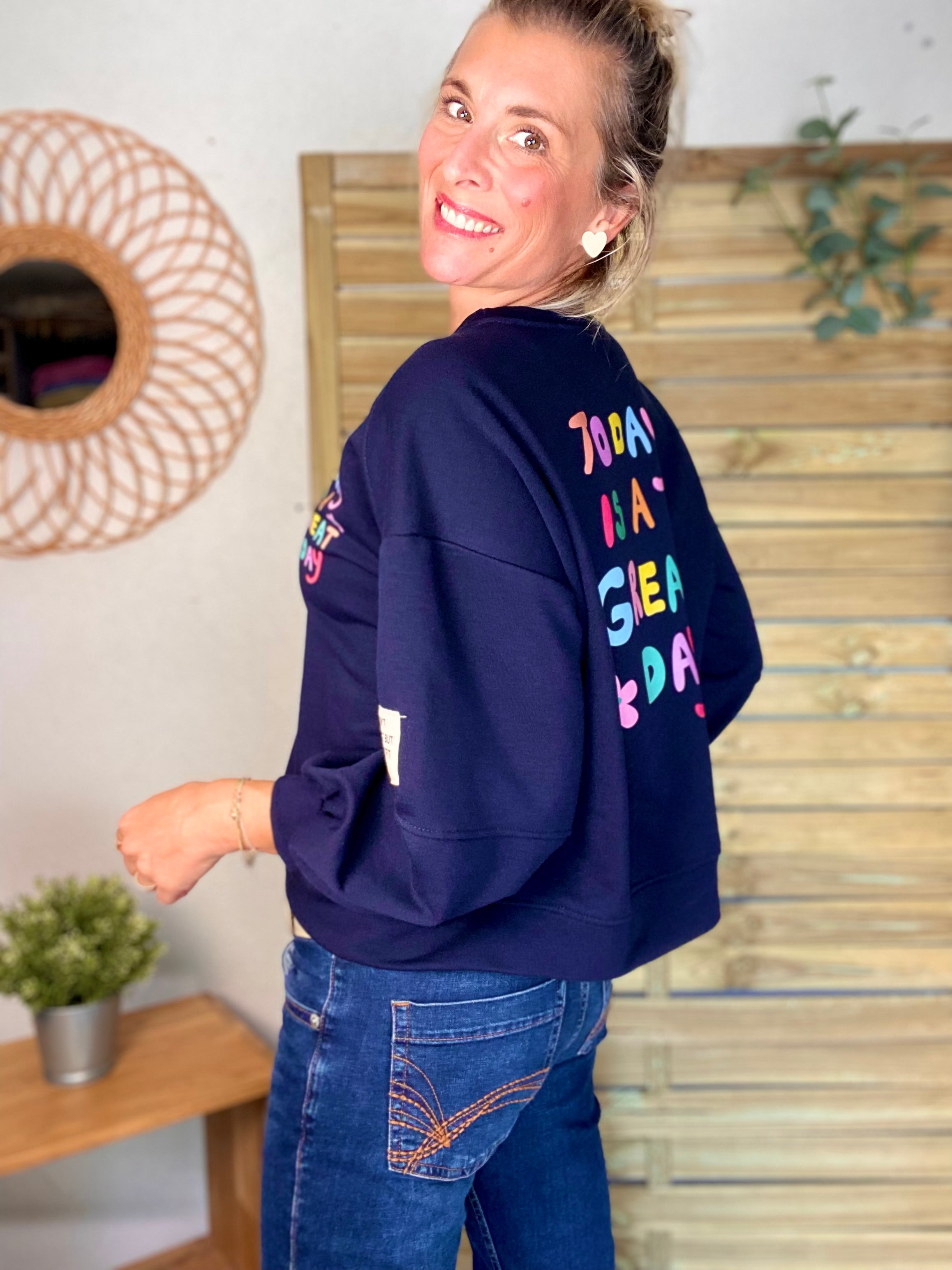Sweat Today is a great day 🌈 OMBLINE - Bleu Marine