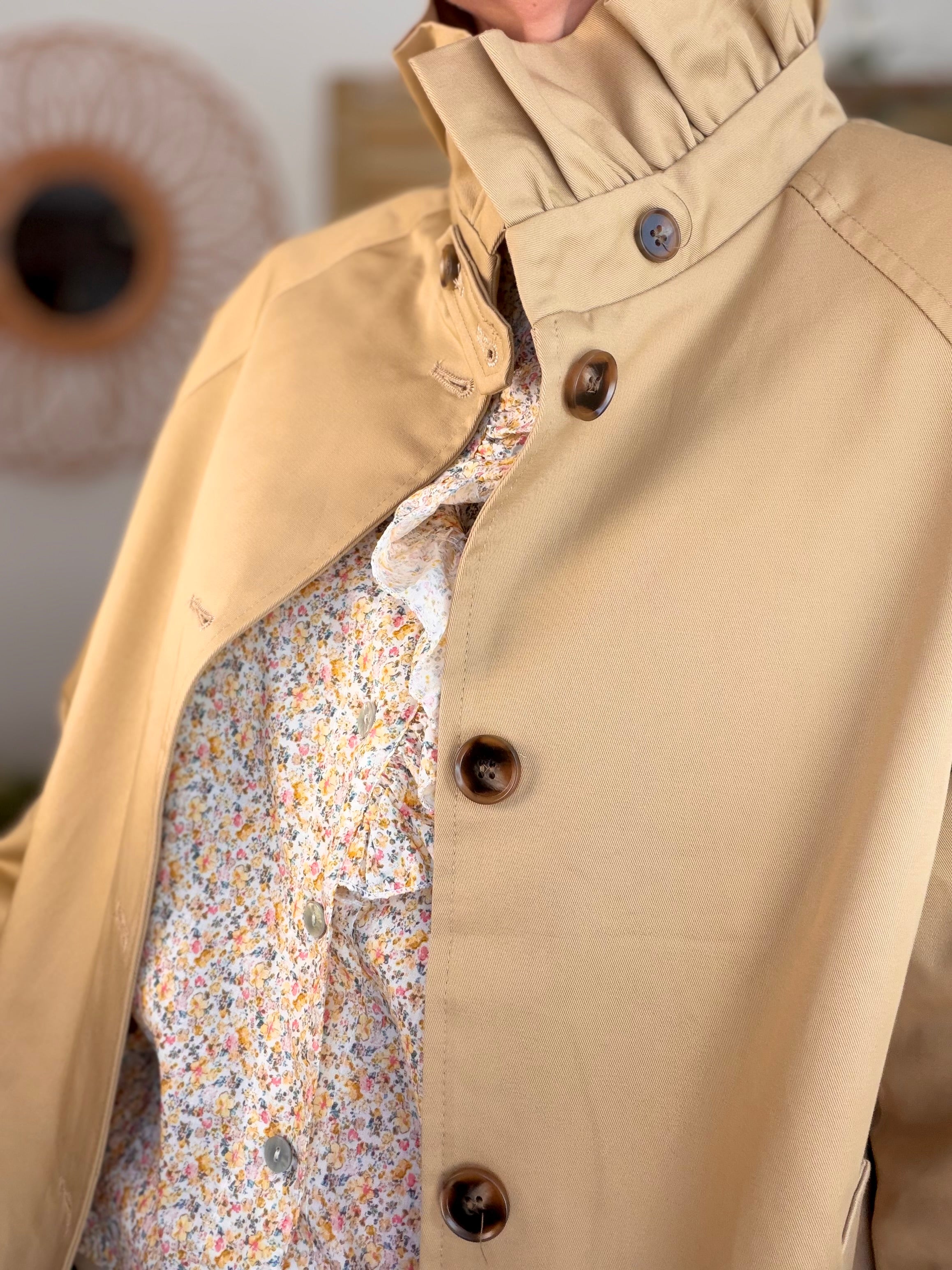 Veste Trench col victorien avec Liberty - VICKY Camel clair