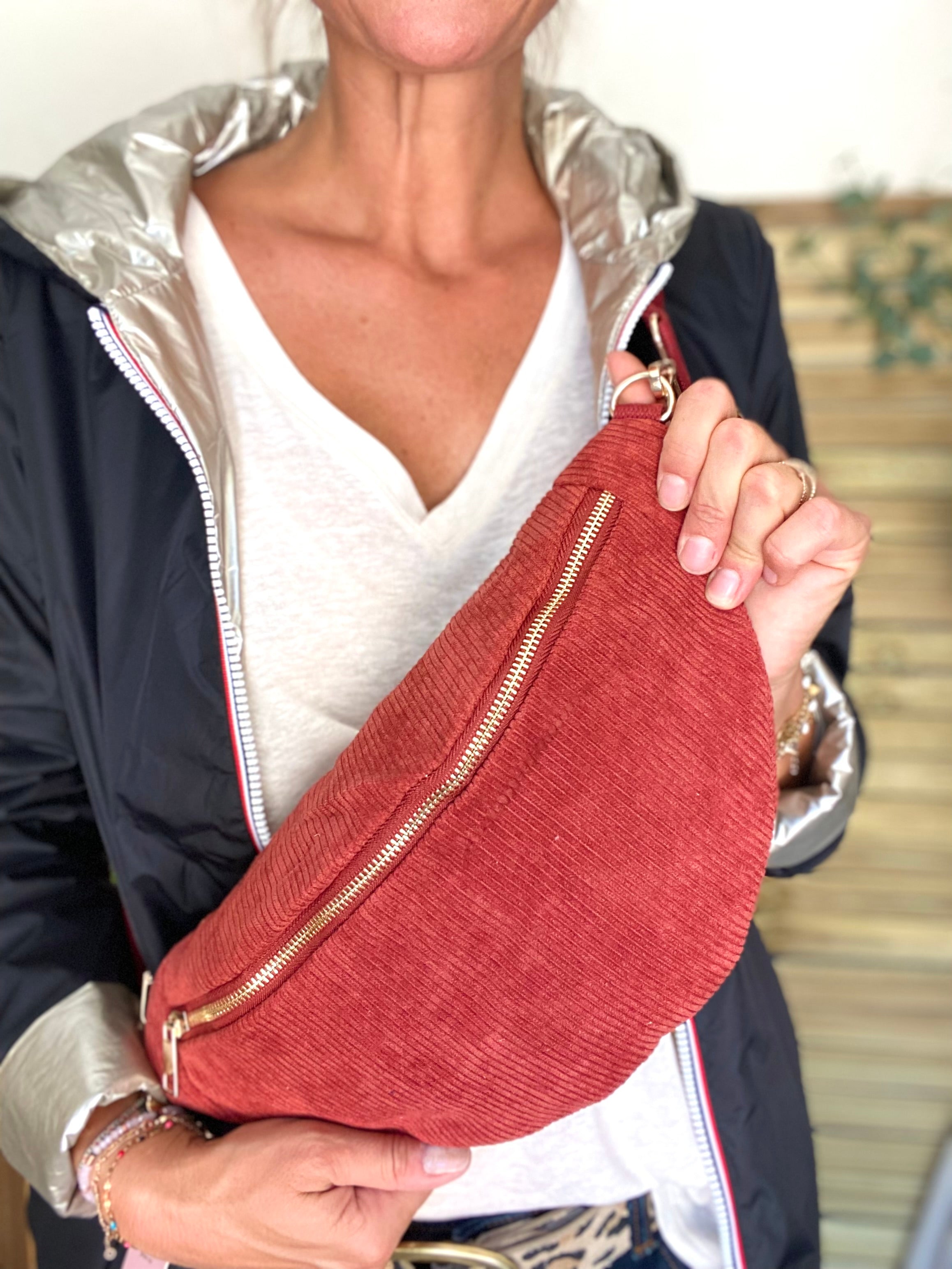 Sac banane XL velours côtelé Ciao Boum - IVY - Terracotta (20 coloris)