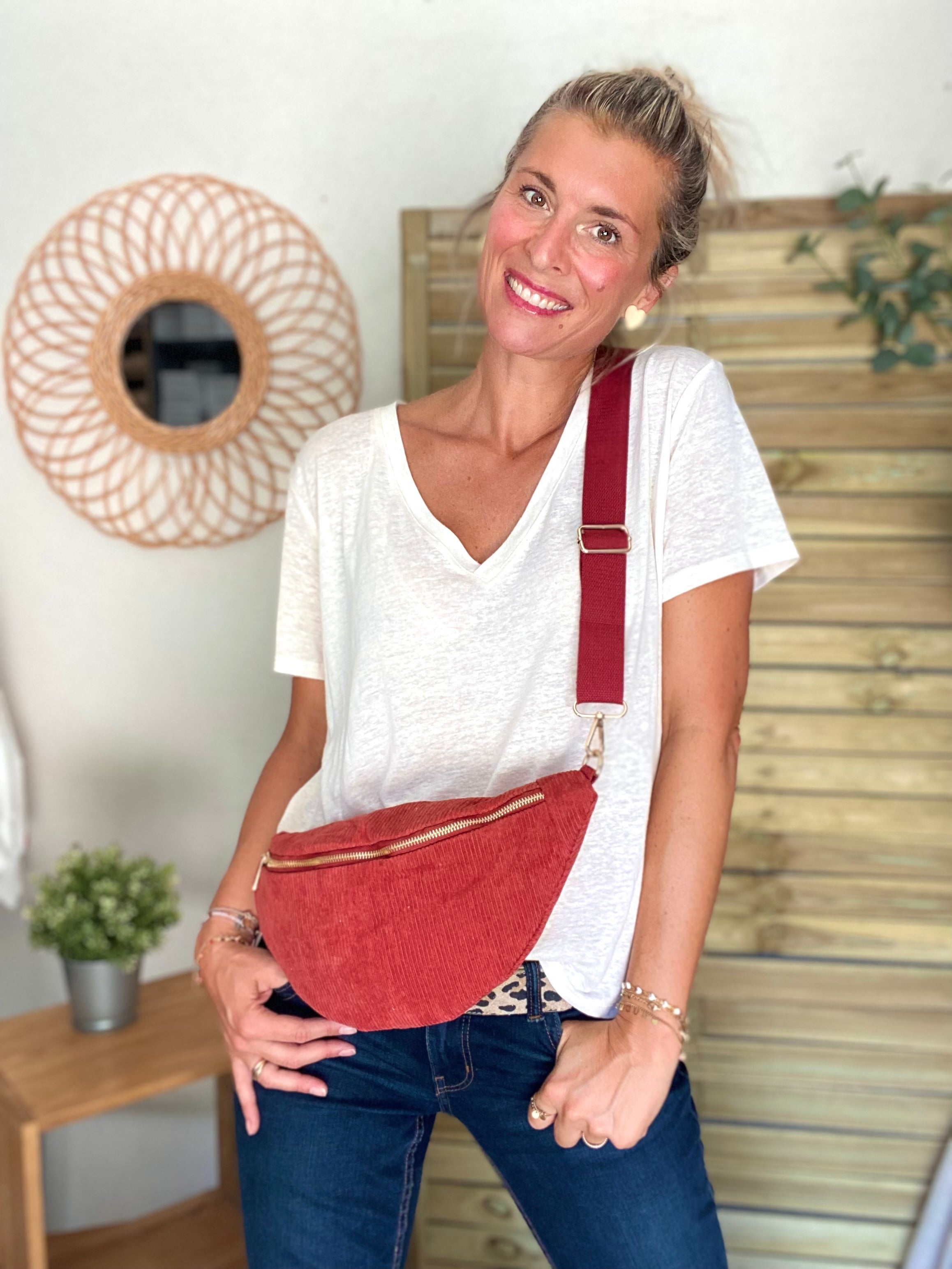 Sac banane XL velours côtelé Ciao Boum - IVY - Terracotta (20 coloris)