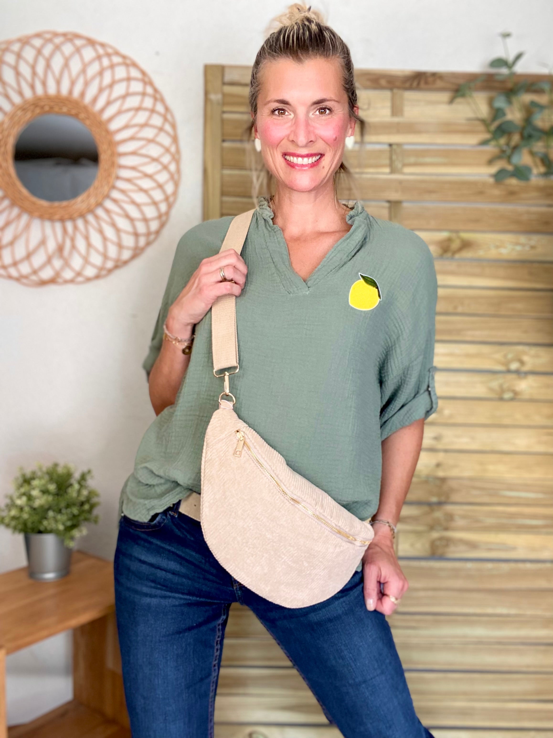 Sac banane XL velours côtelé Ciao Boum - IVY - Beige (20 coloris)