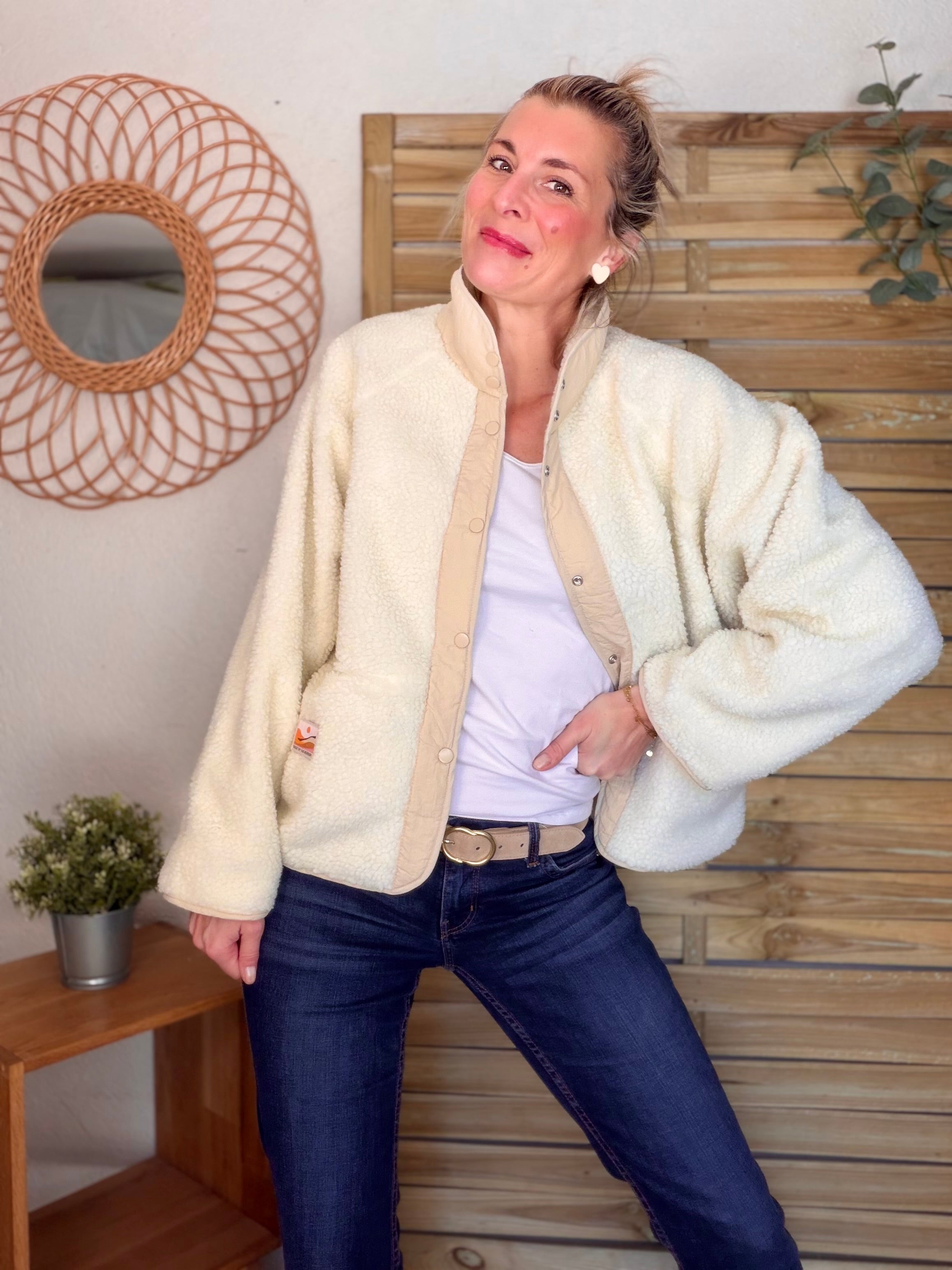 Veste matelassée réversible Sherpa AMÉLIE Beige