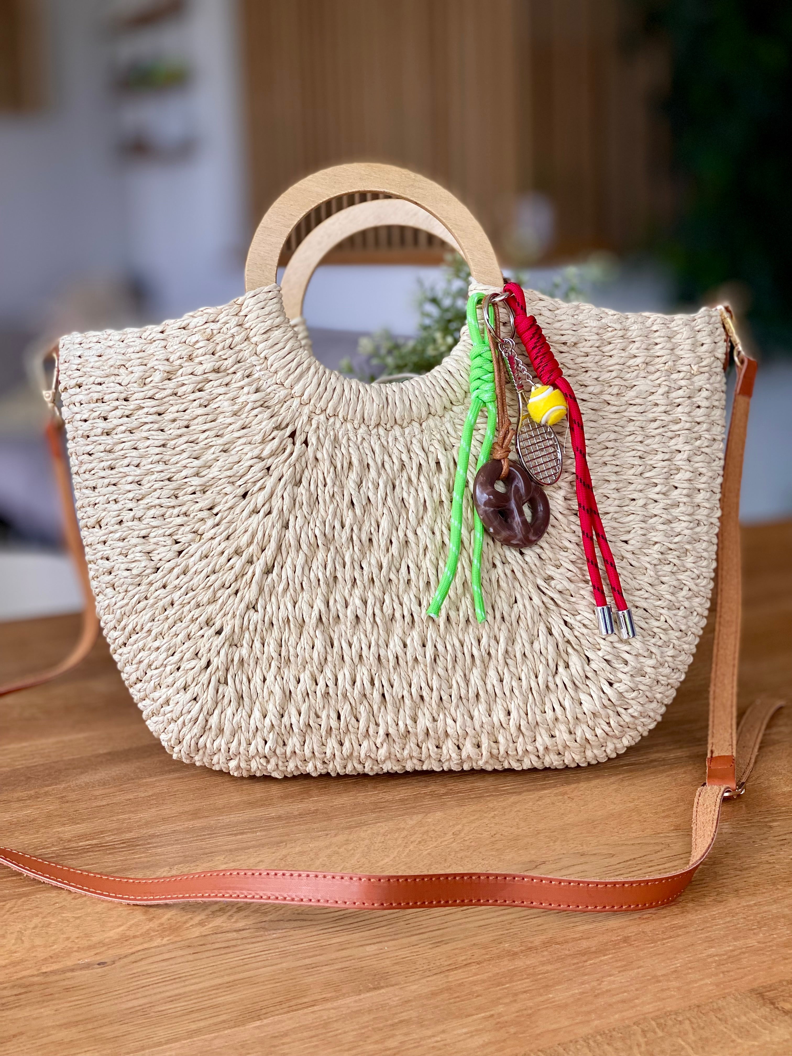 Sac à main et bandoulière en Paille PAULA - Beige clair