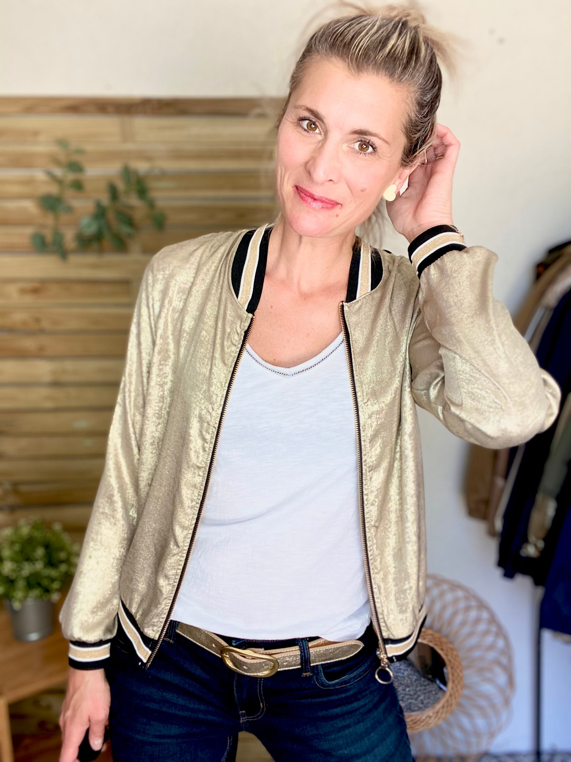 Veste bombers léger EMILY - Doré foncé - taille unique