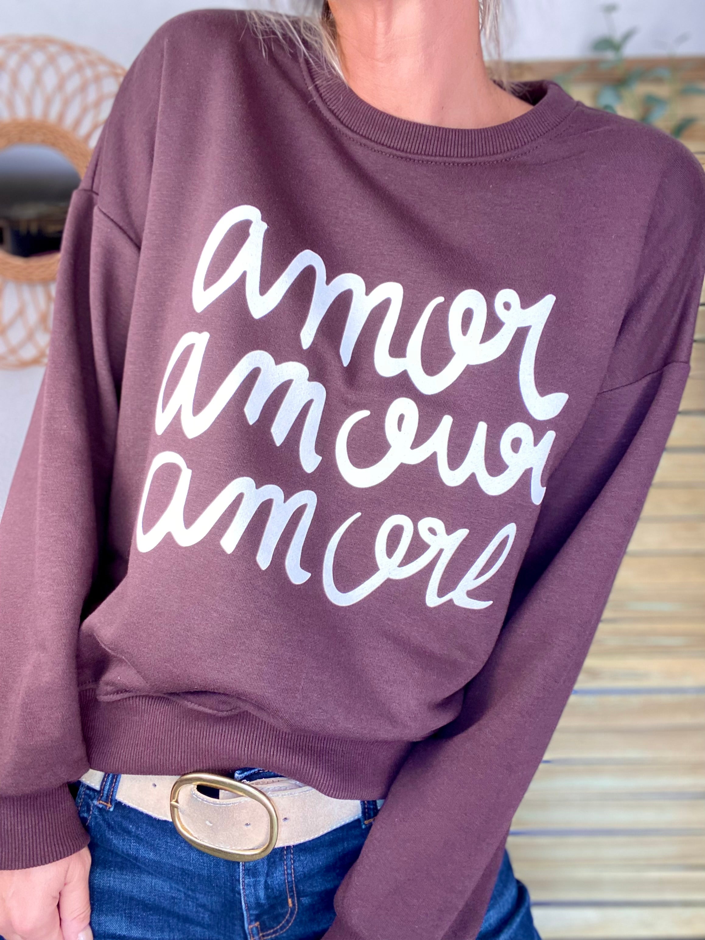Sweat amor amour amore COLINE - Chocolat