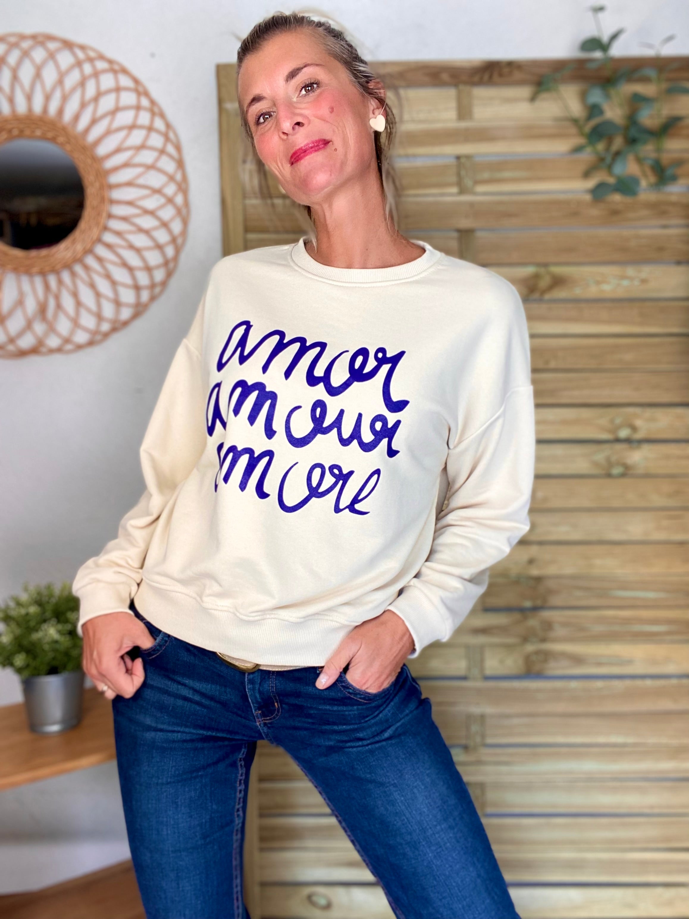Sweat amor amour amore COLINE - Crème