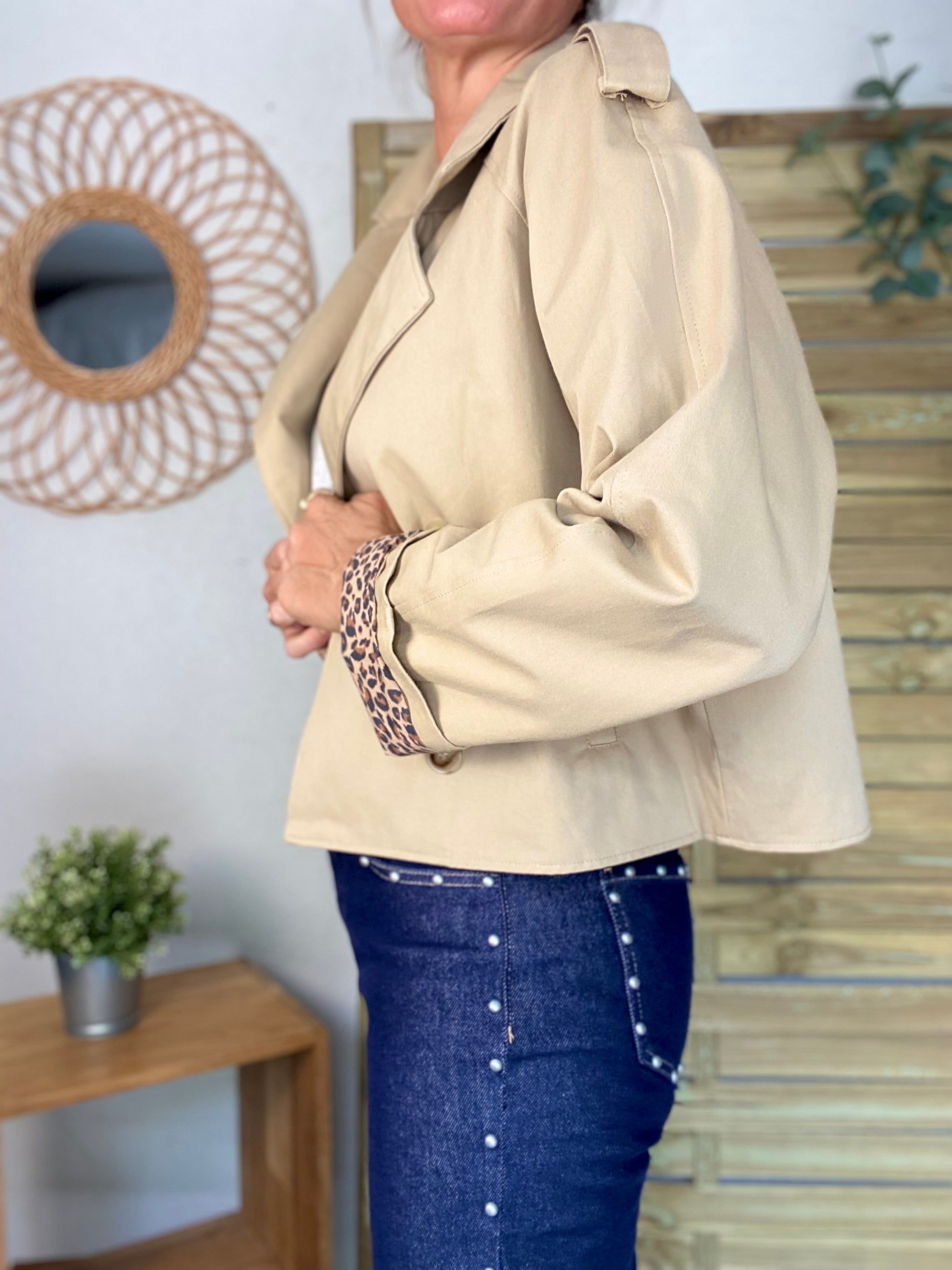 Veste Trench en coton beige avec Léo ROXANE