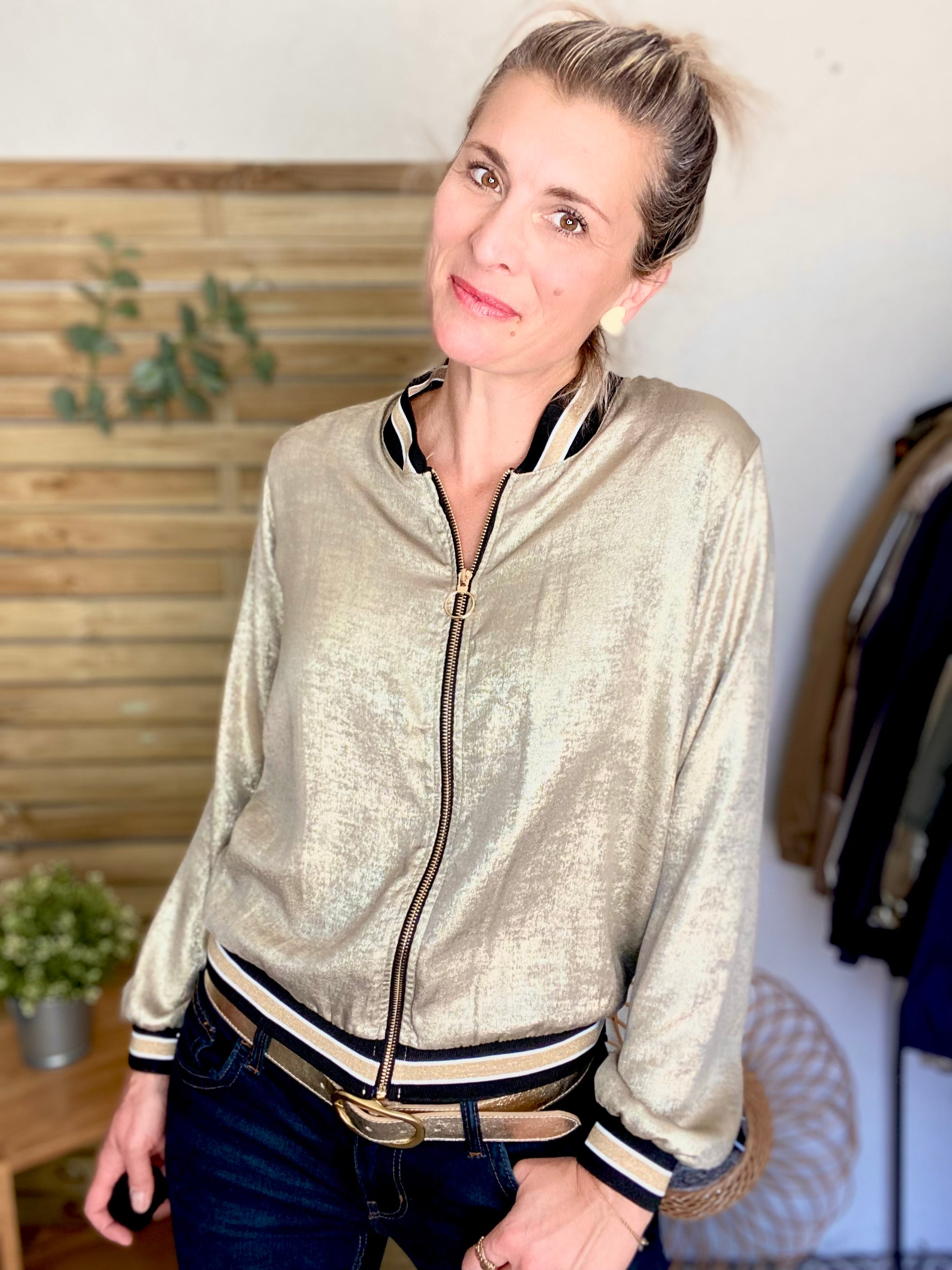 Veste bombers léger EMILY - Doré foncé - taille unique