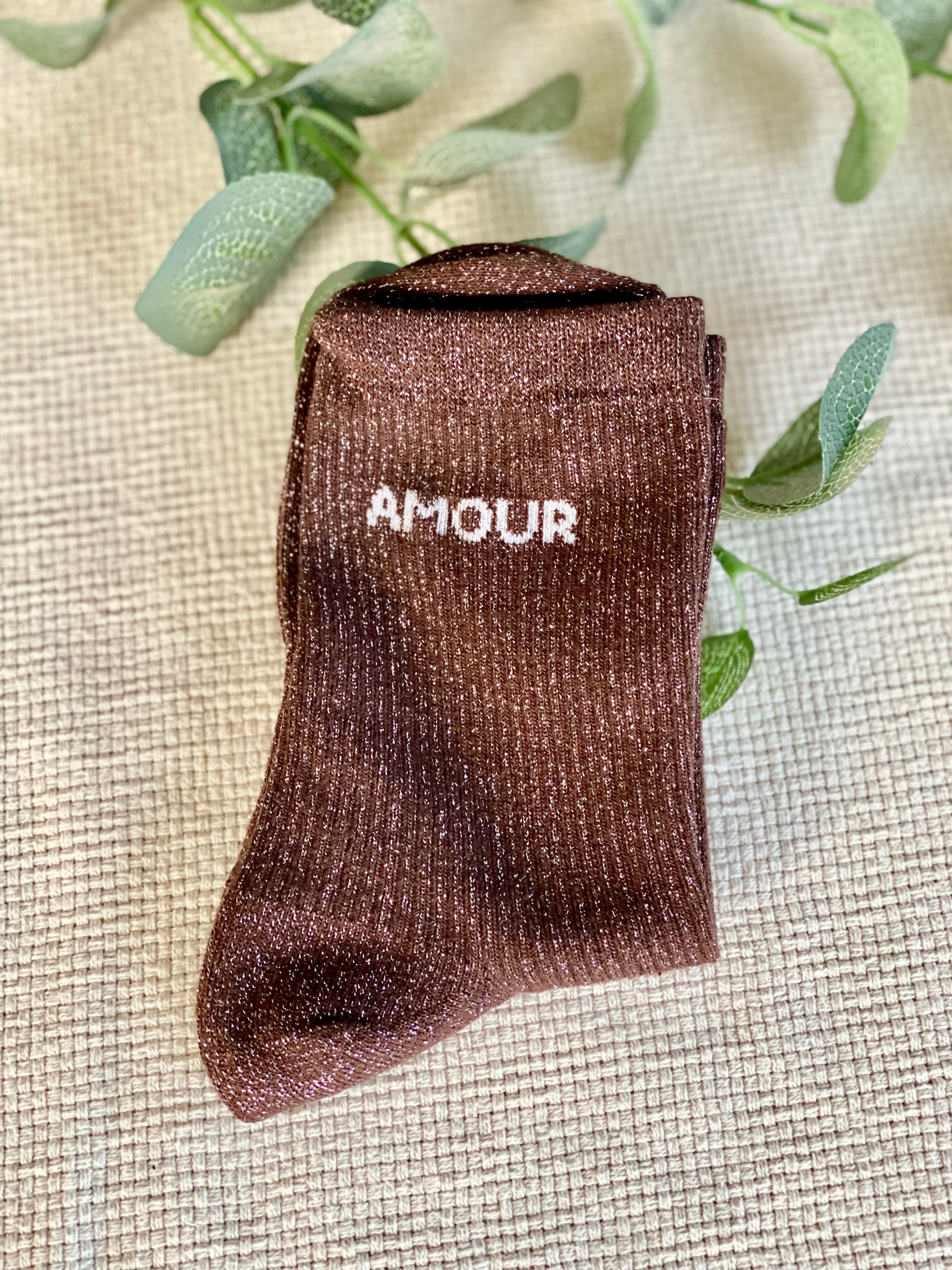Chaussettes scintillantes glitter ZORA - Amour