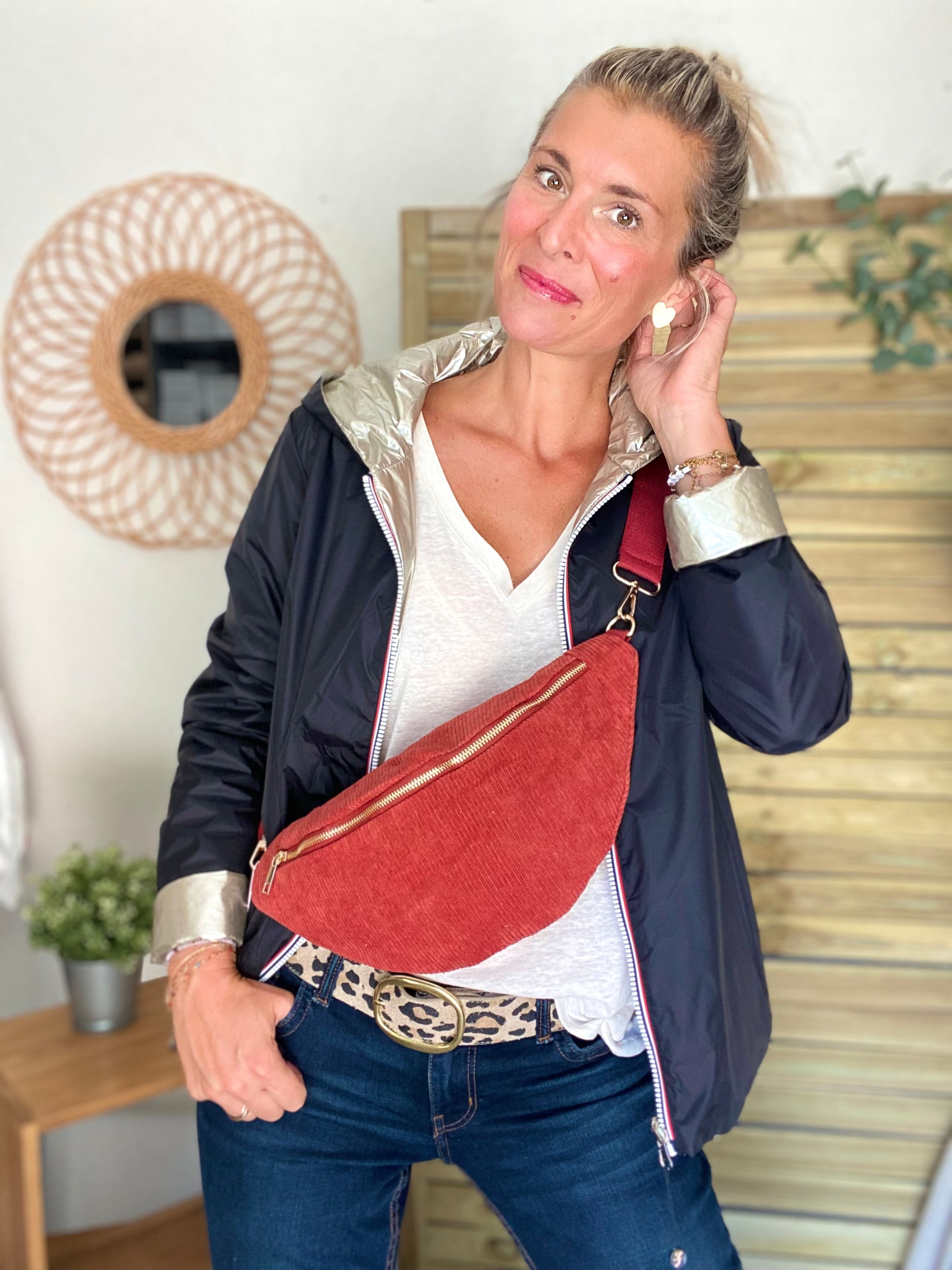 Sac banane XL velours côtelé Ciao Boum - IVY - Terracotta (20 coloris)