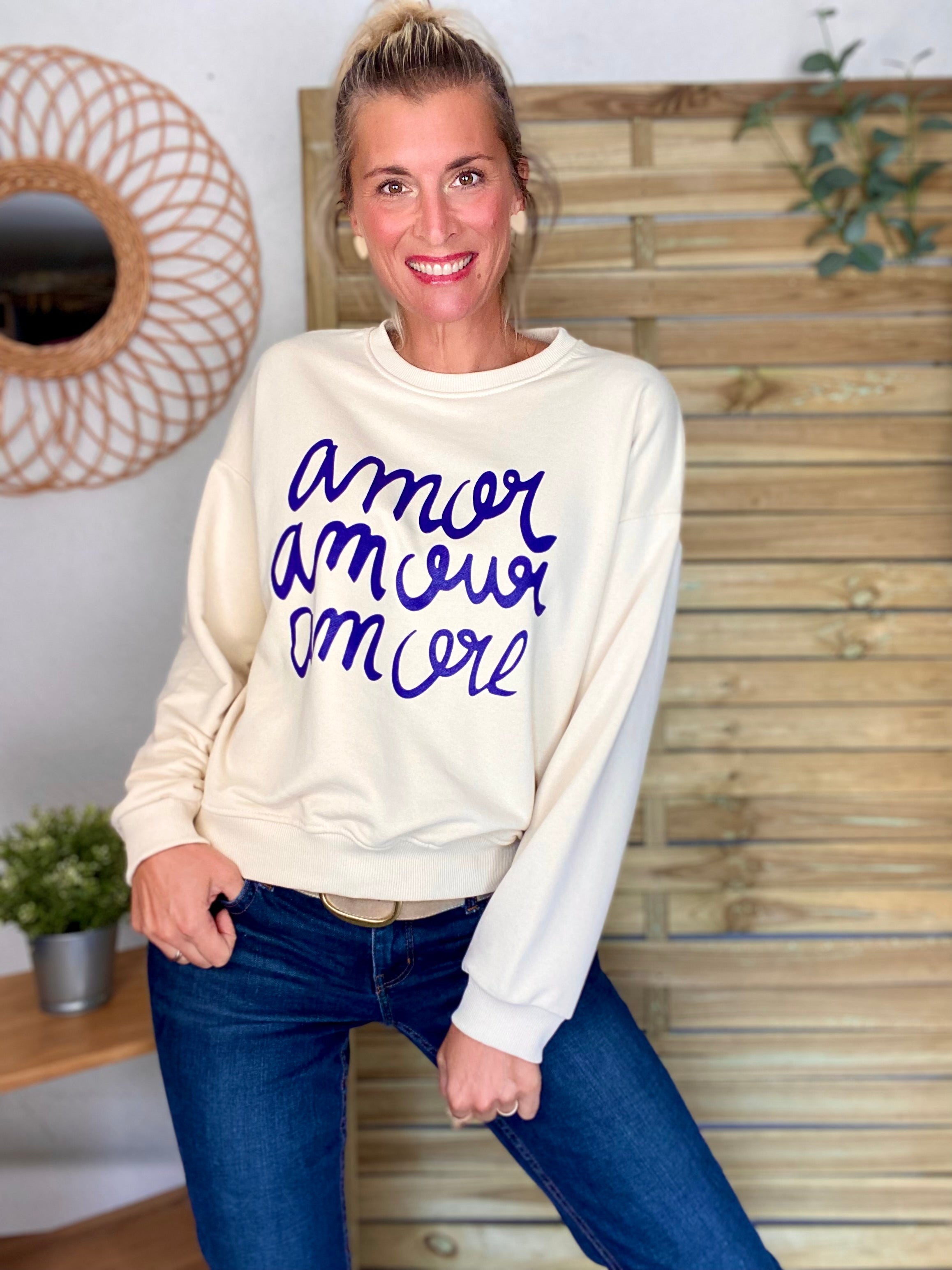 Sweat amor amour amore COLINE - Crème