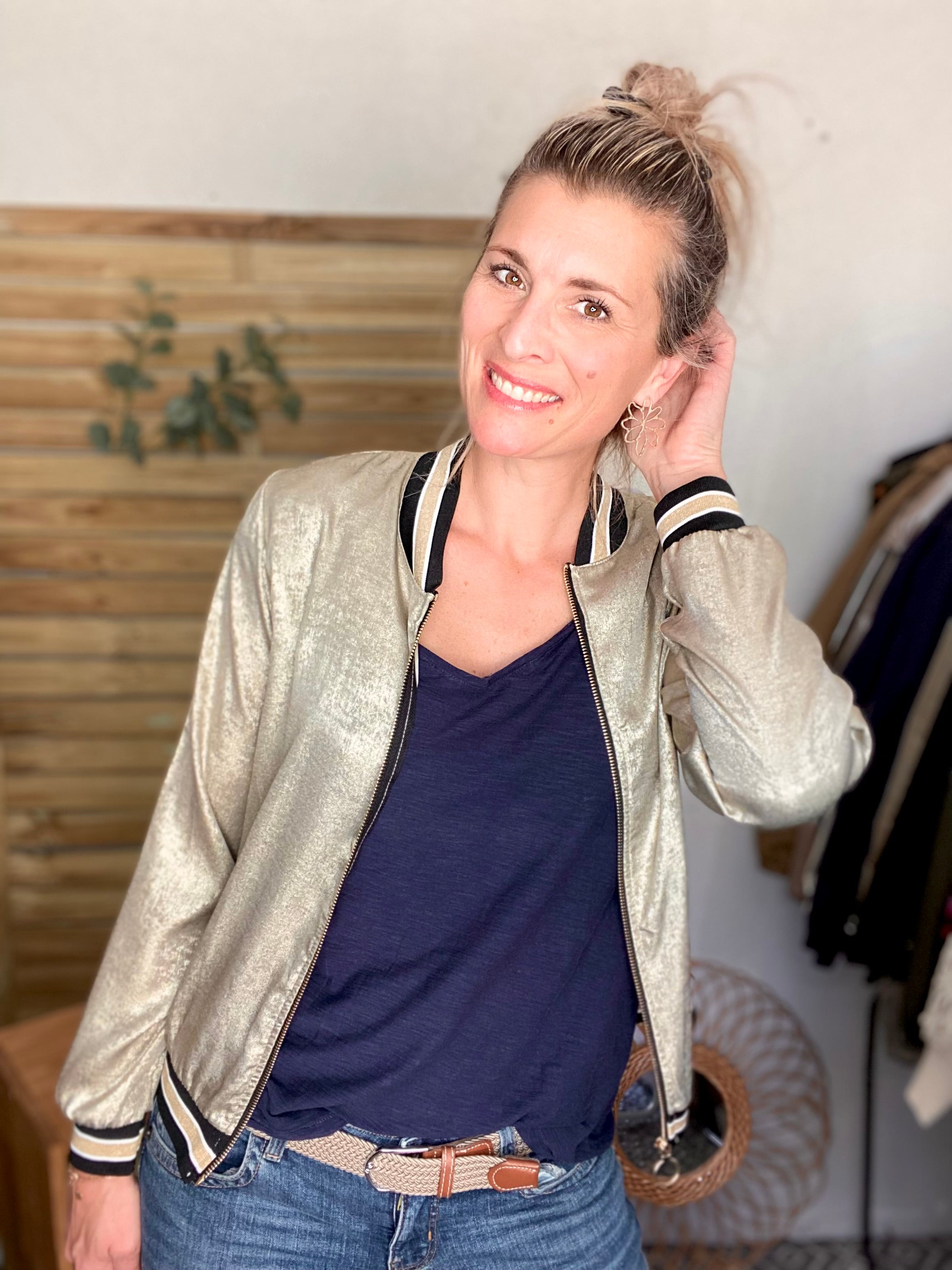 Veste bombers léger EMILY - Doré foncé - taille unique