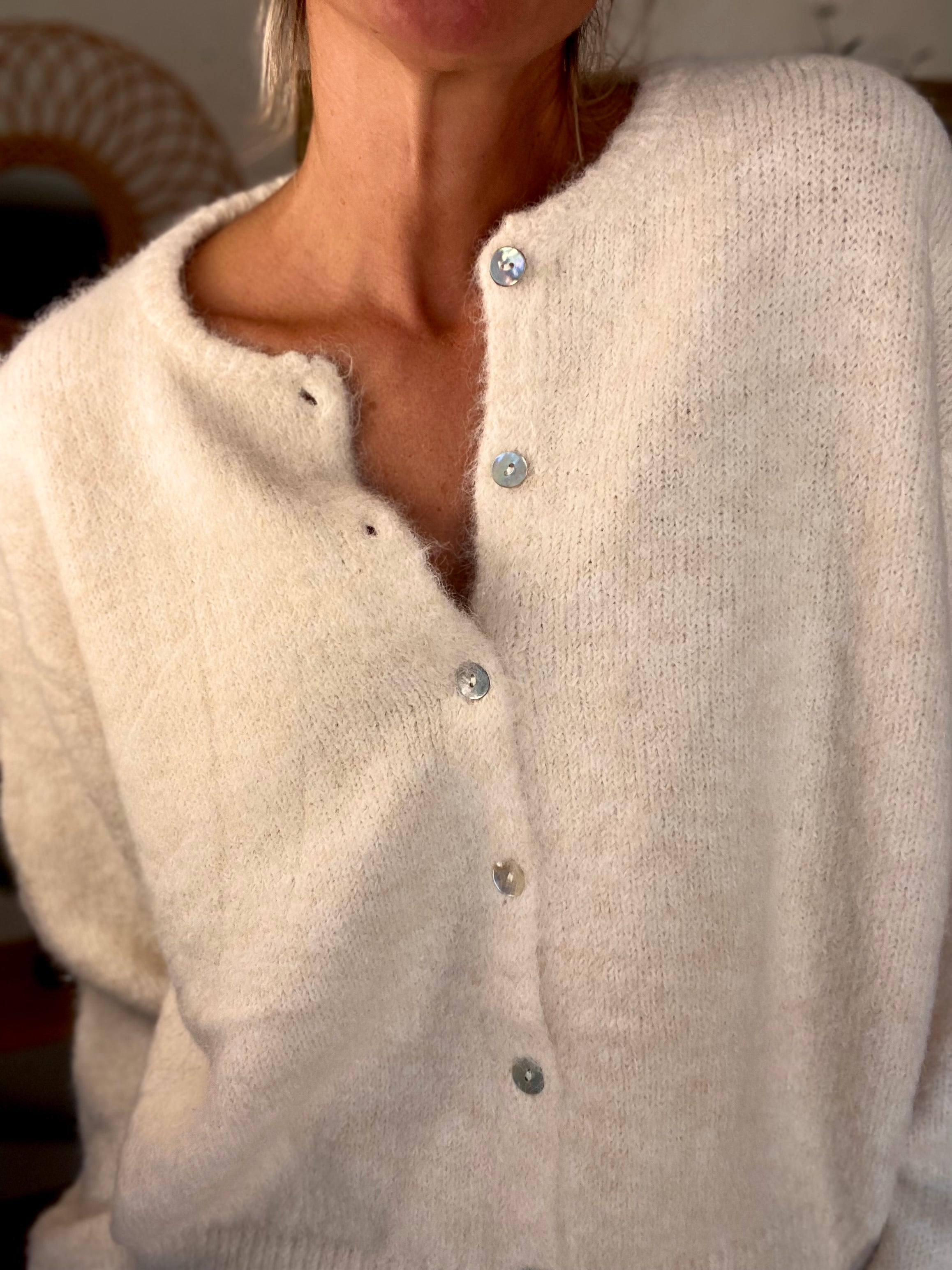 Gilet en maille SYDNEY - Crème chiné