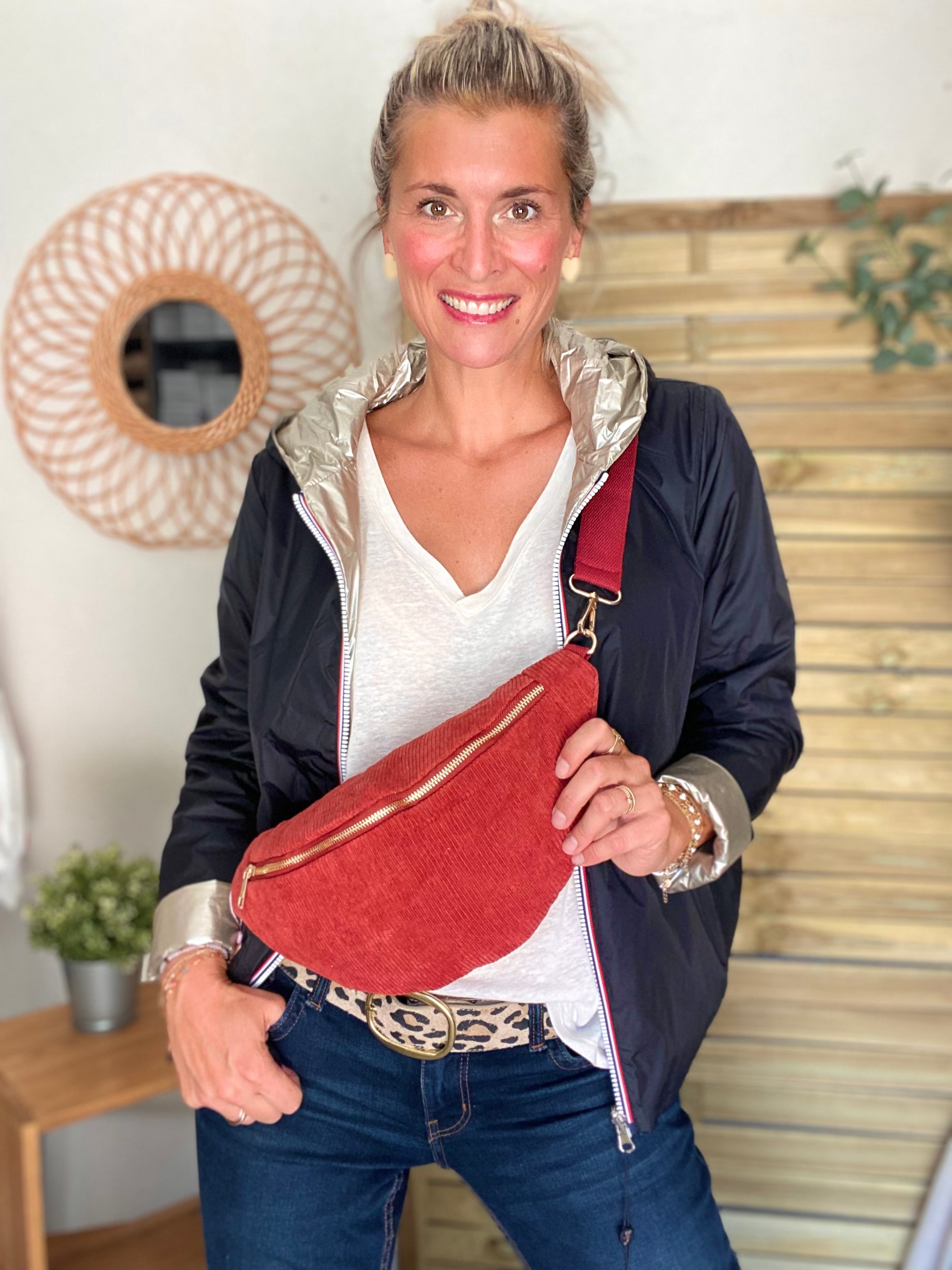 Sac banane XL velours côtelé Ciao Boum - IVY - Terracotta (20 coloris)