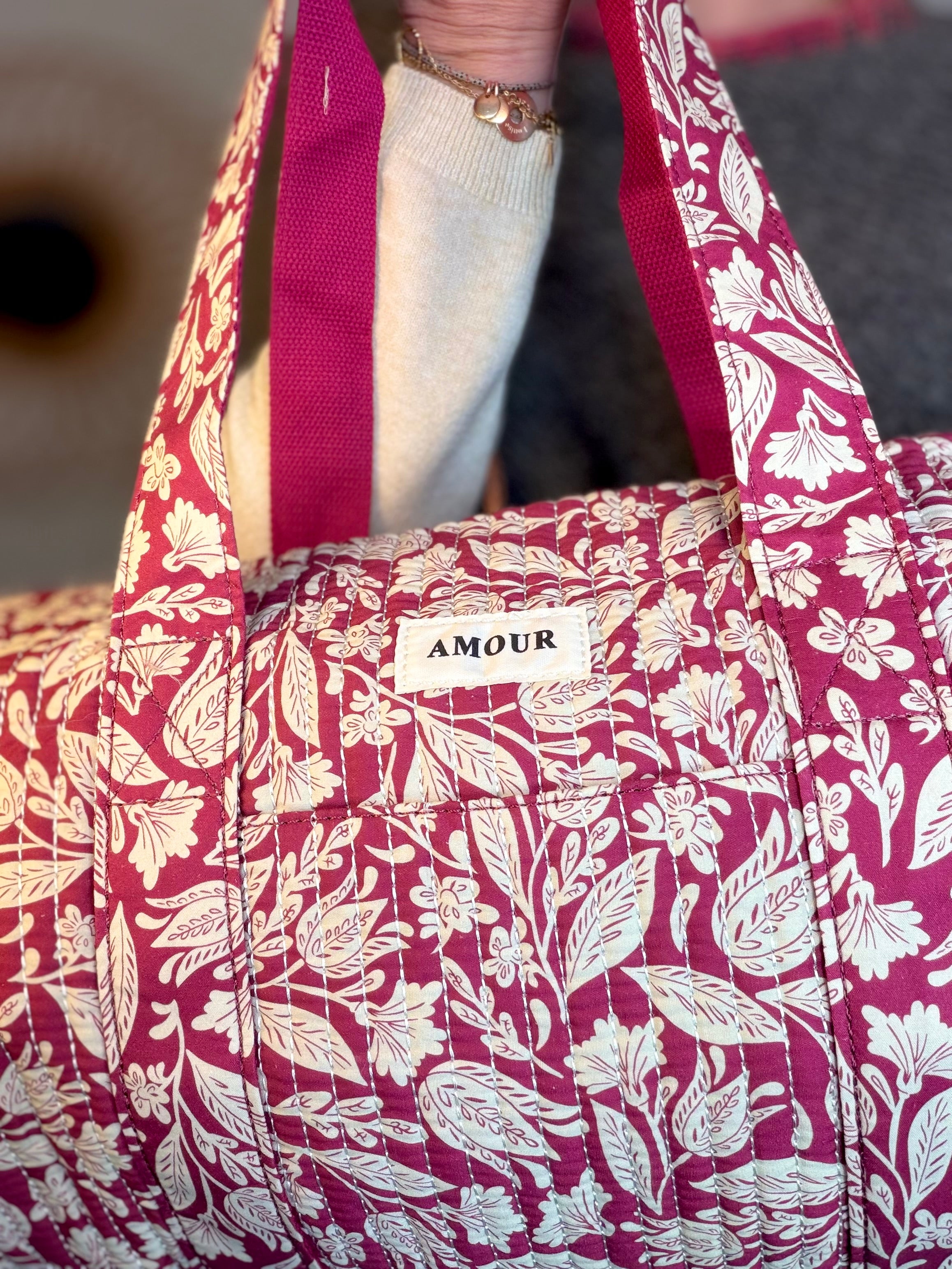 Sac polochon imprimé TARA - Fleuri Magenta