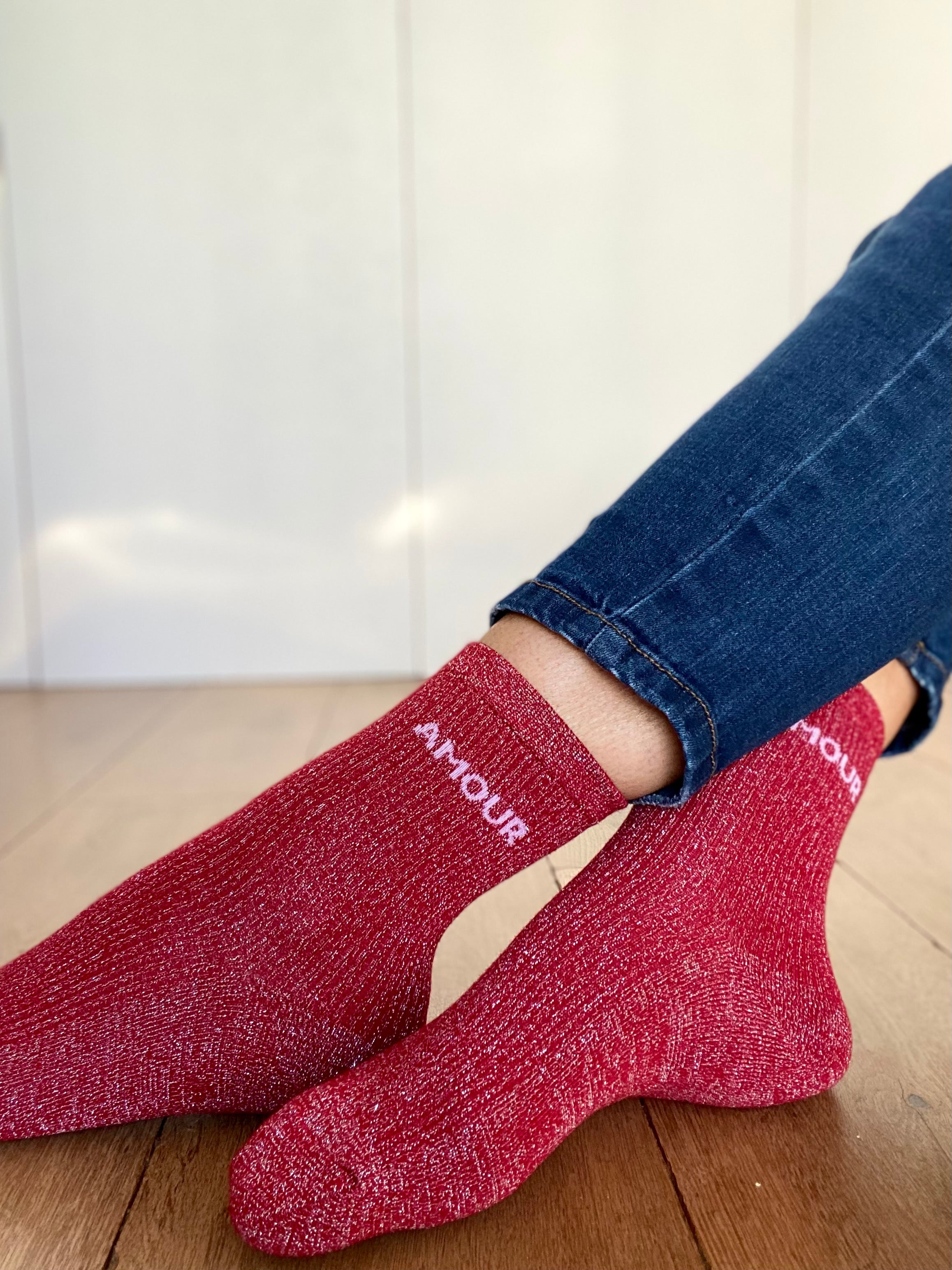 Chaussettes scintillantes glitter ZORA - Amour