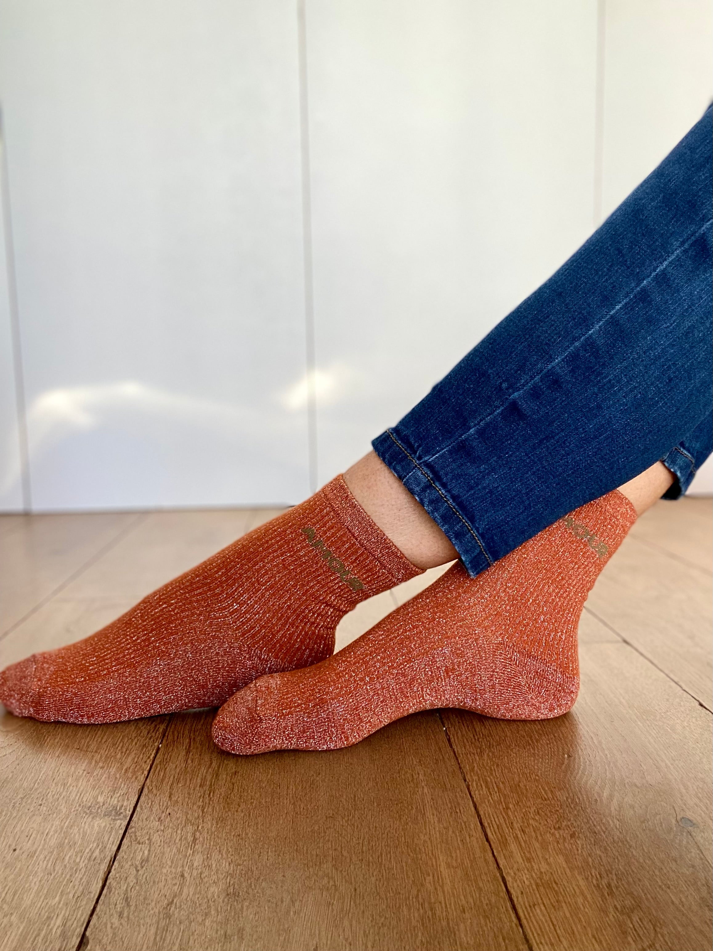 Chaussettes scintillantes glitter ZORA - Amour