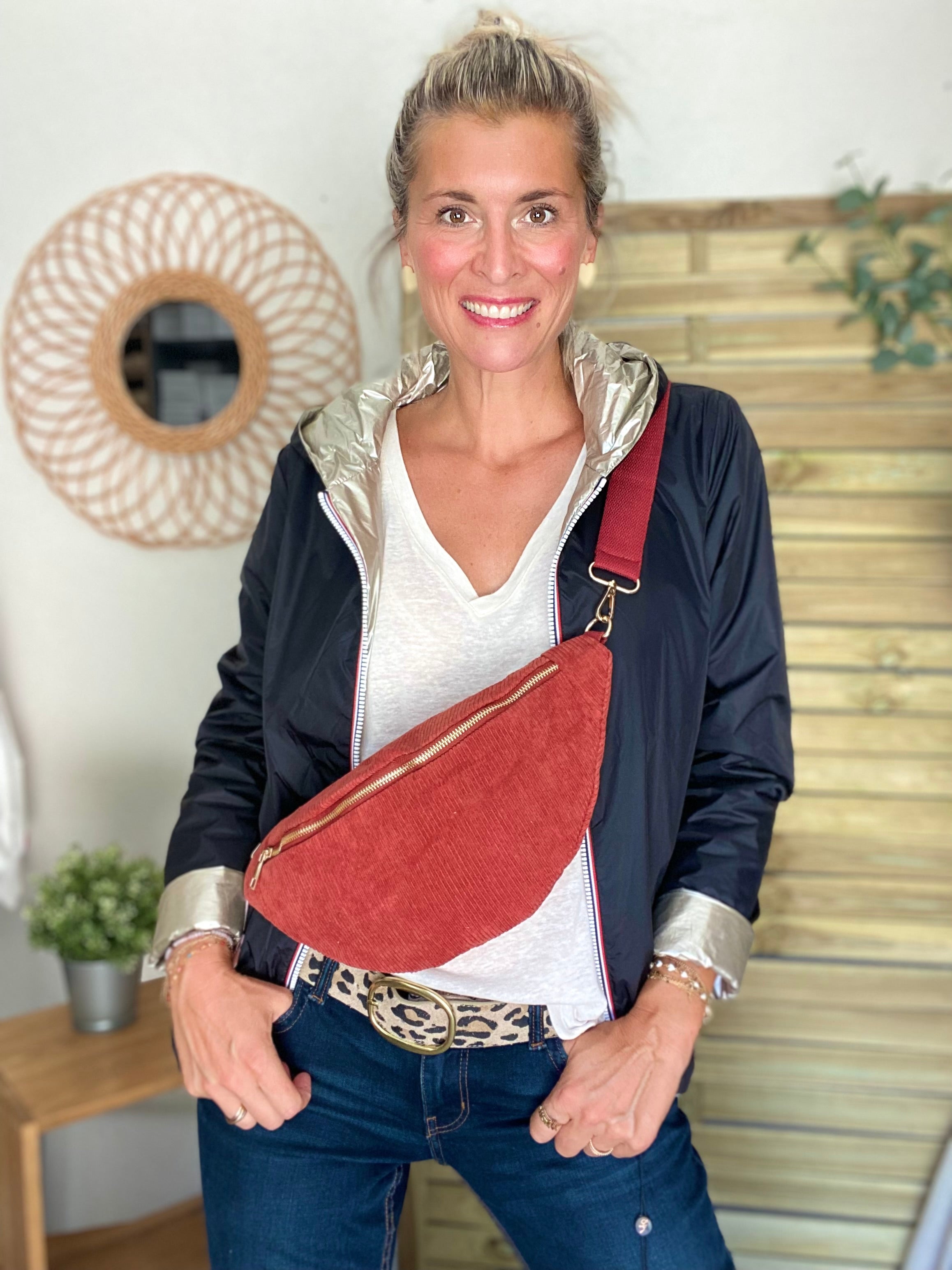 Sac banane XL velours côtelé Ciao Boum - IVY - Terracotta (20 coloris)