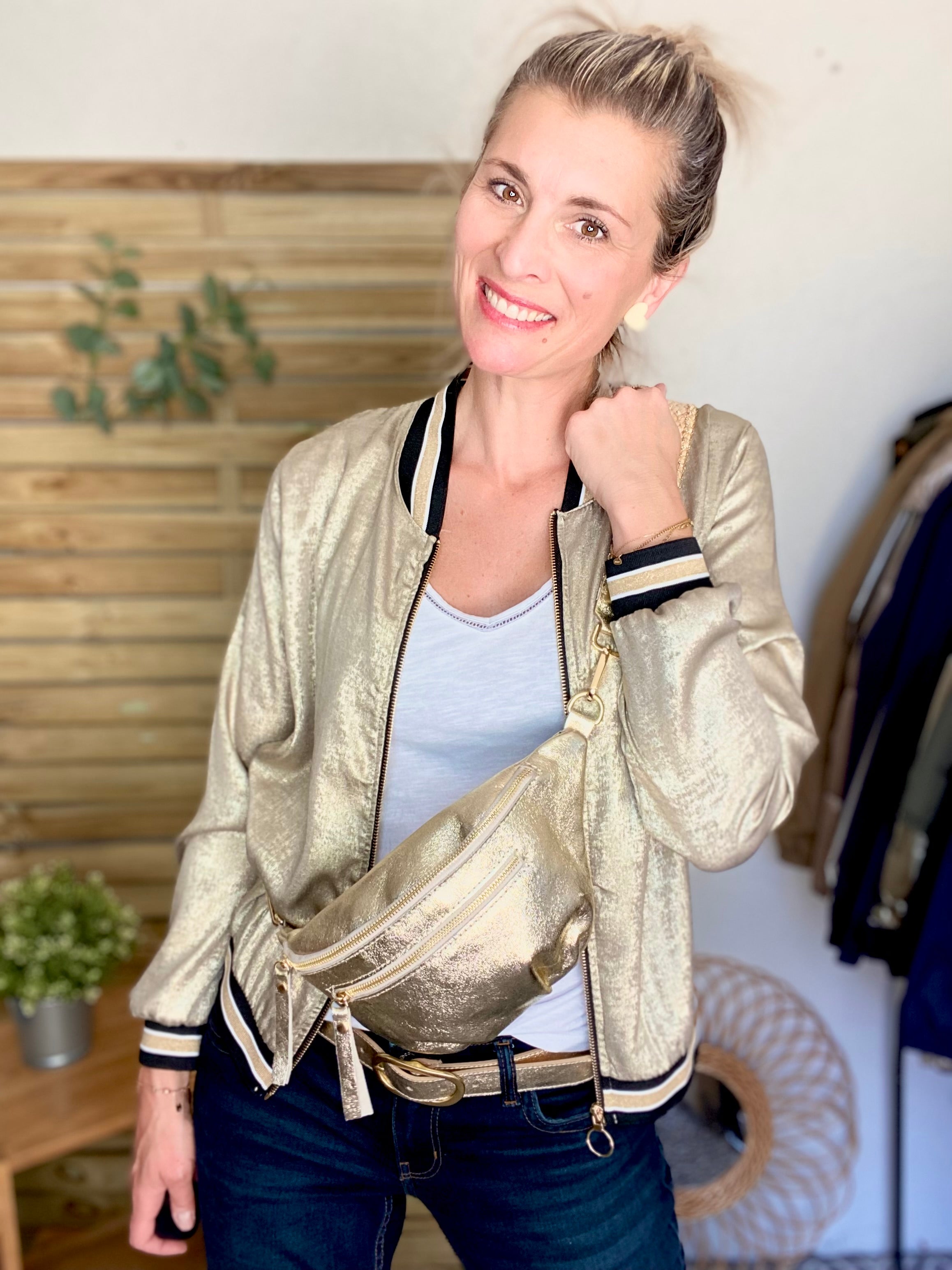 Veste bombers léger EMILY - Doré foncé - taille unique