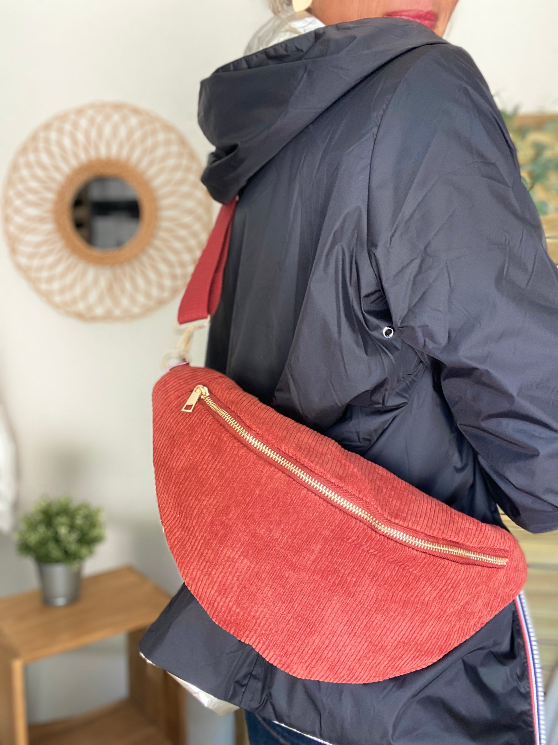 Sac banane XL velours côtelé Ciao Boum - IVY - Terracotta (20 coloris)