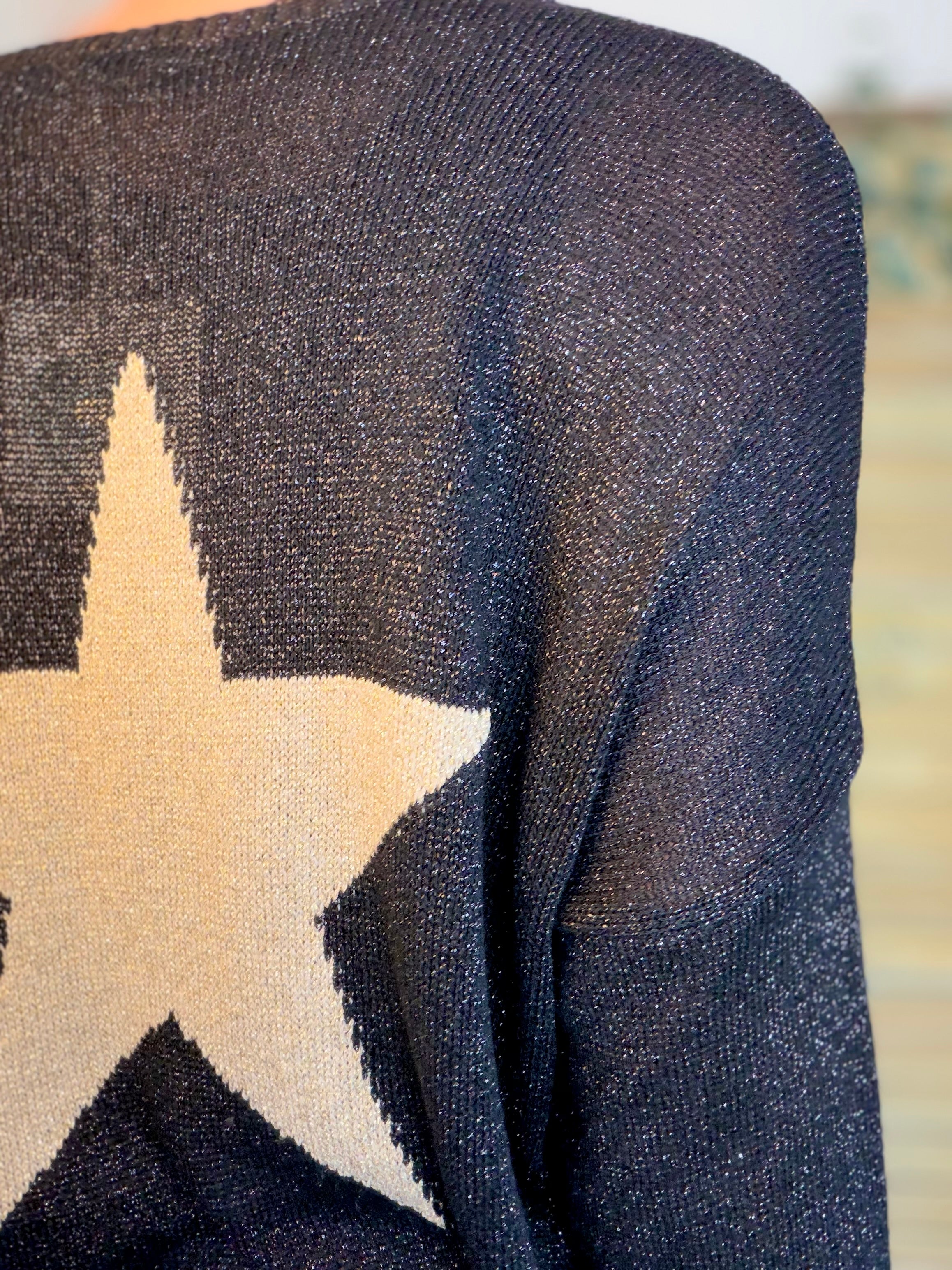 Pull maille lurex et étoile ⭐️ POLLY - Noir / Doré