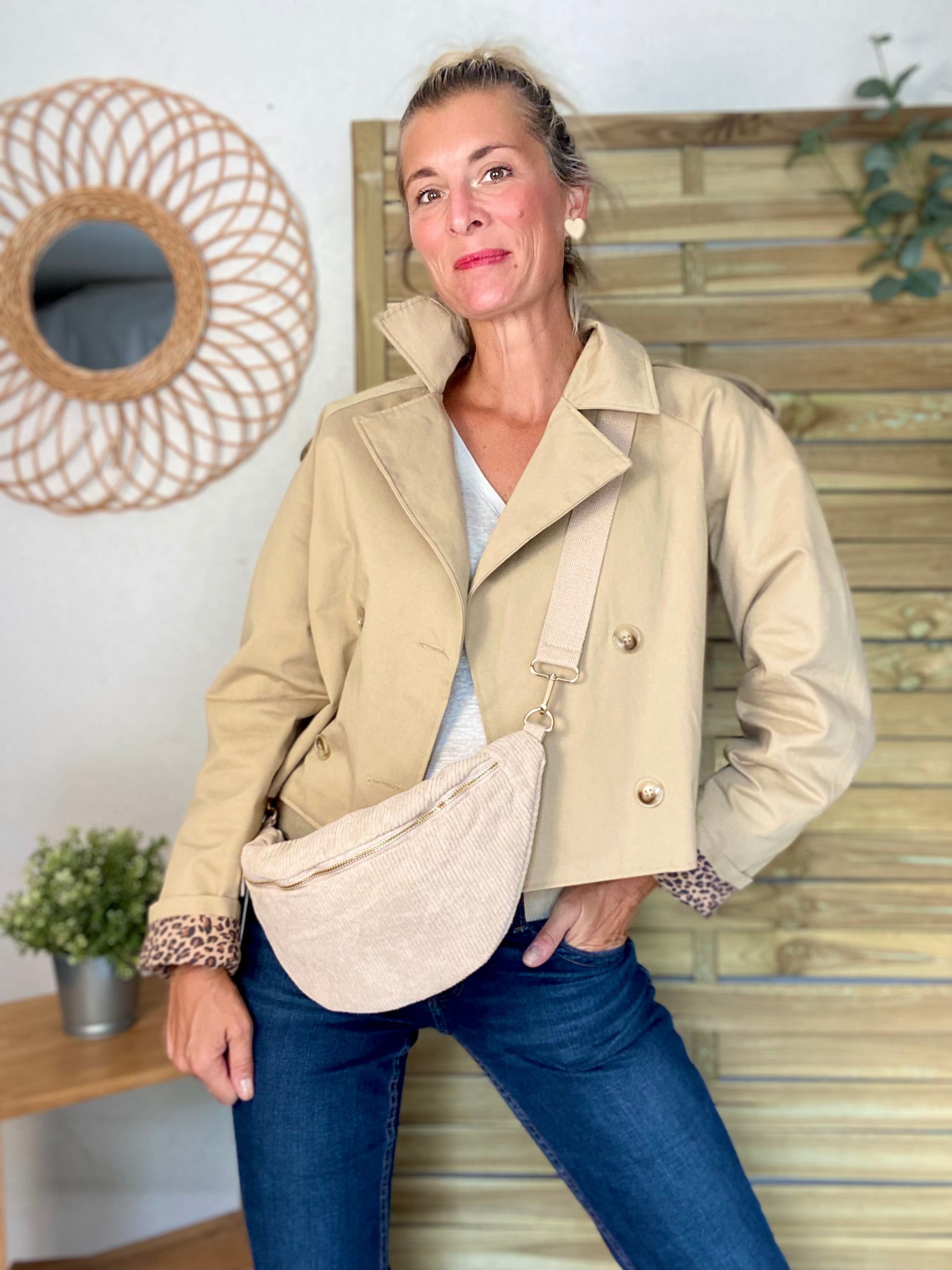 Veste Trench en coton beige avec Léo ROXANE