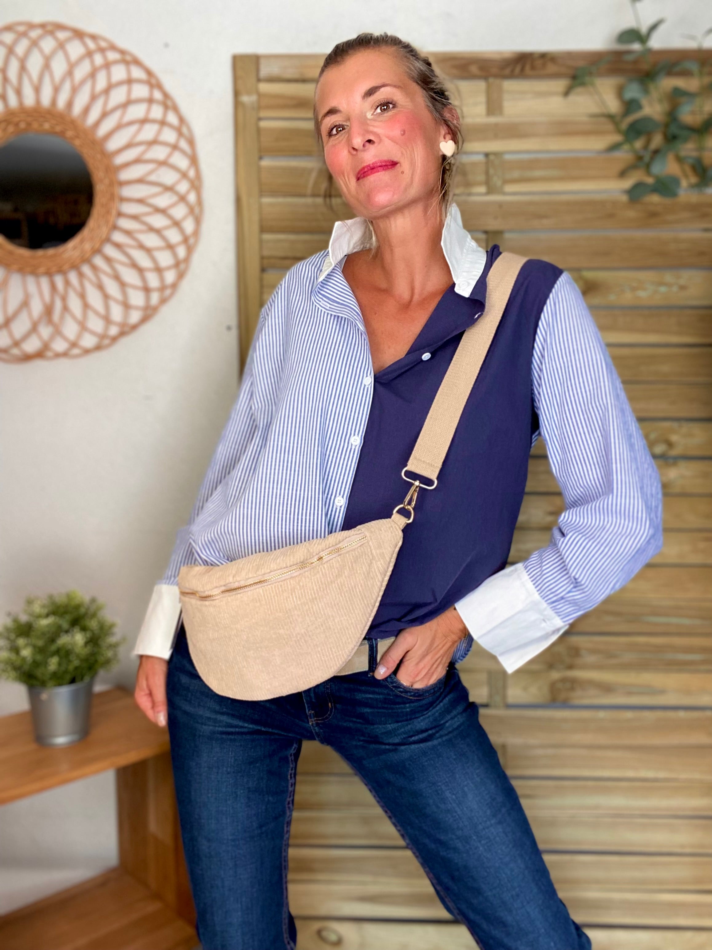 Sac banane XL velours côtelé Ciao Boum - IVY - Beige (20 coloris)