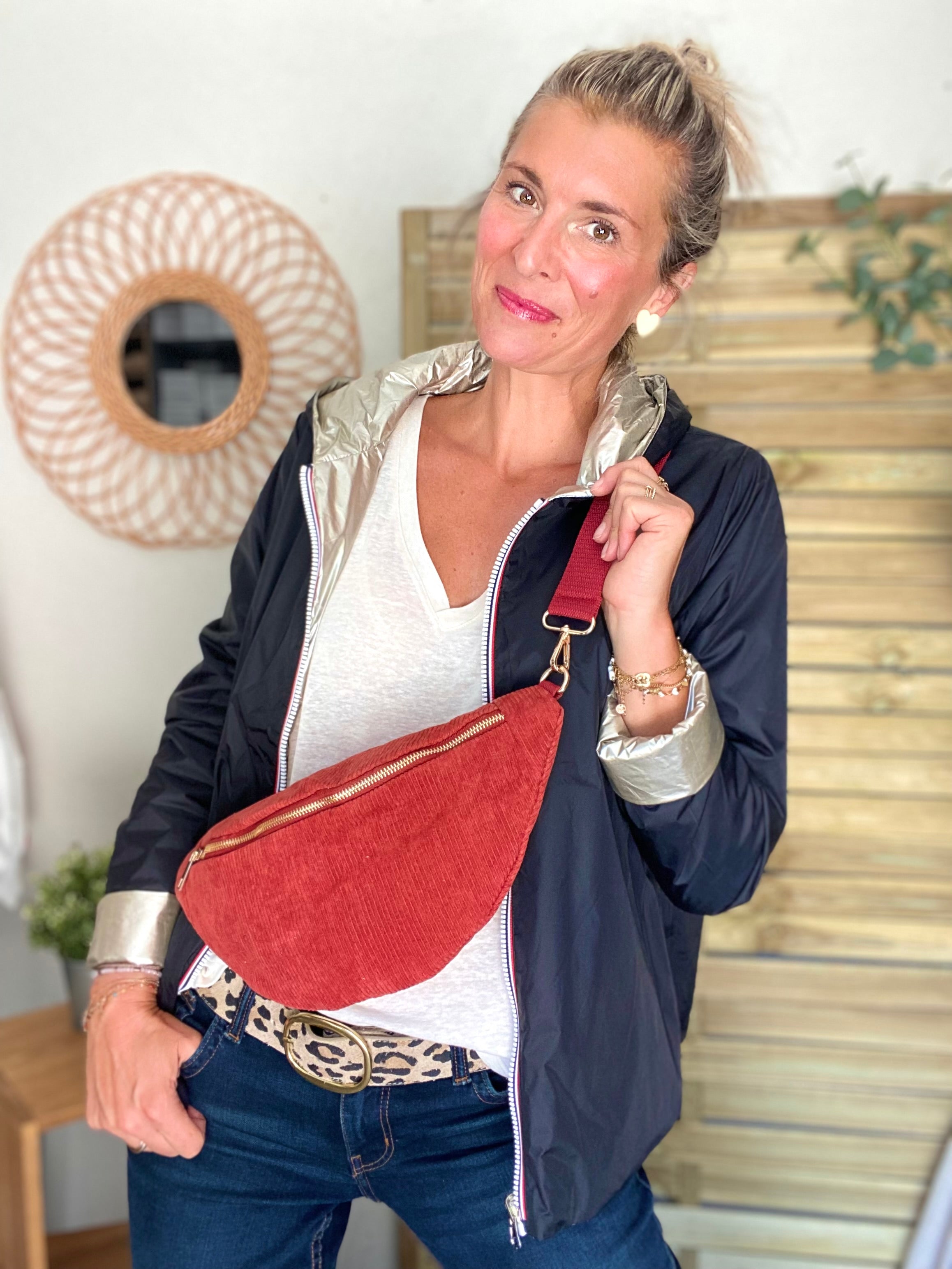 Sac banane XL velours côtelé Ciao Boum - IVY - Terracotta (20 coloris)