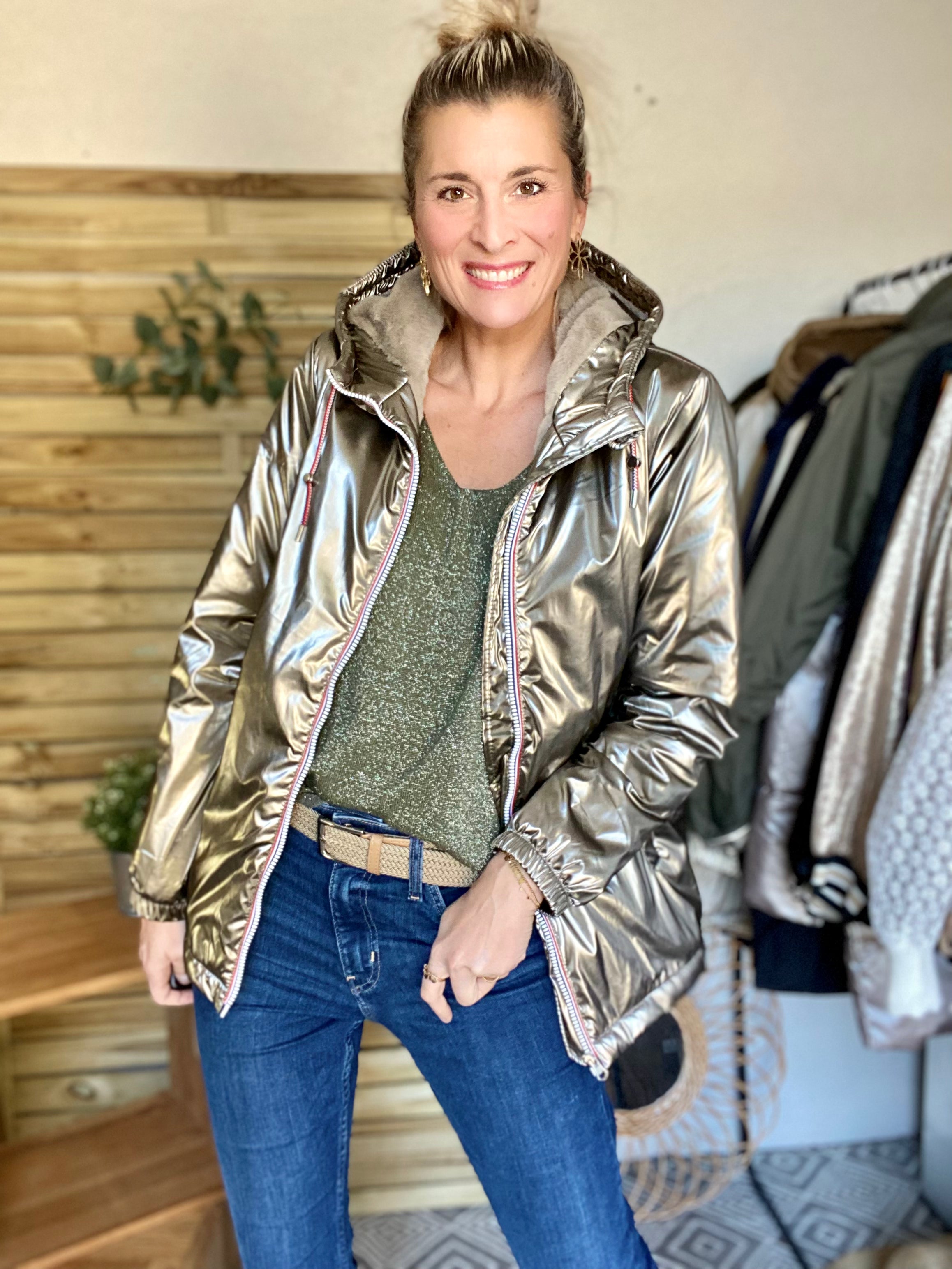 Parka Imperméable THELMA MI-LONG fourré - Bronze - LAURA JO - FIN DE SÉRIE