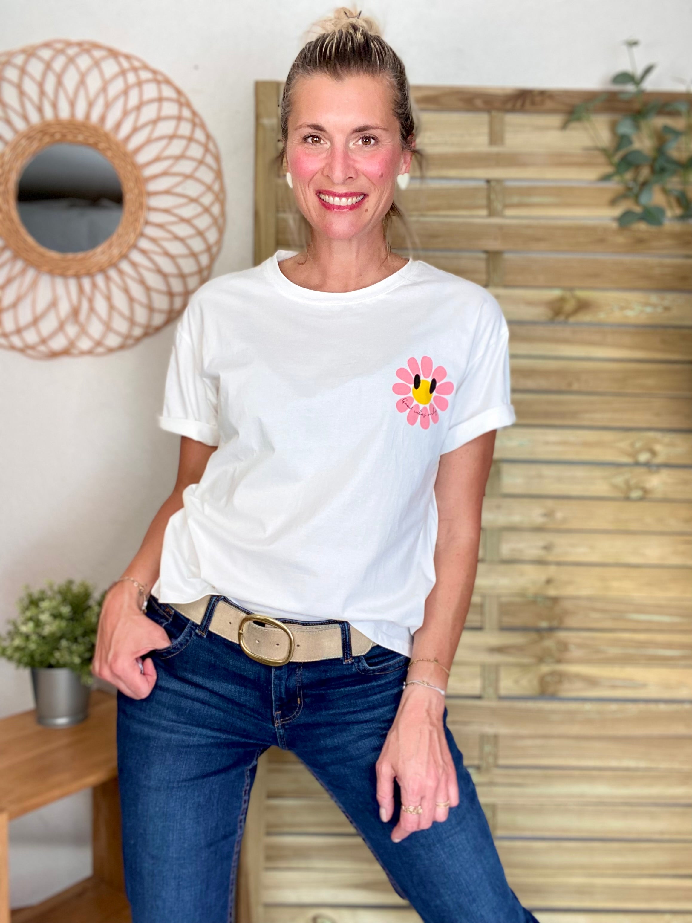 Tee shirt Good Vibes MARGUERITE 🌼 Blanc
