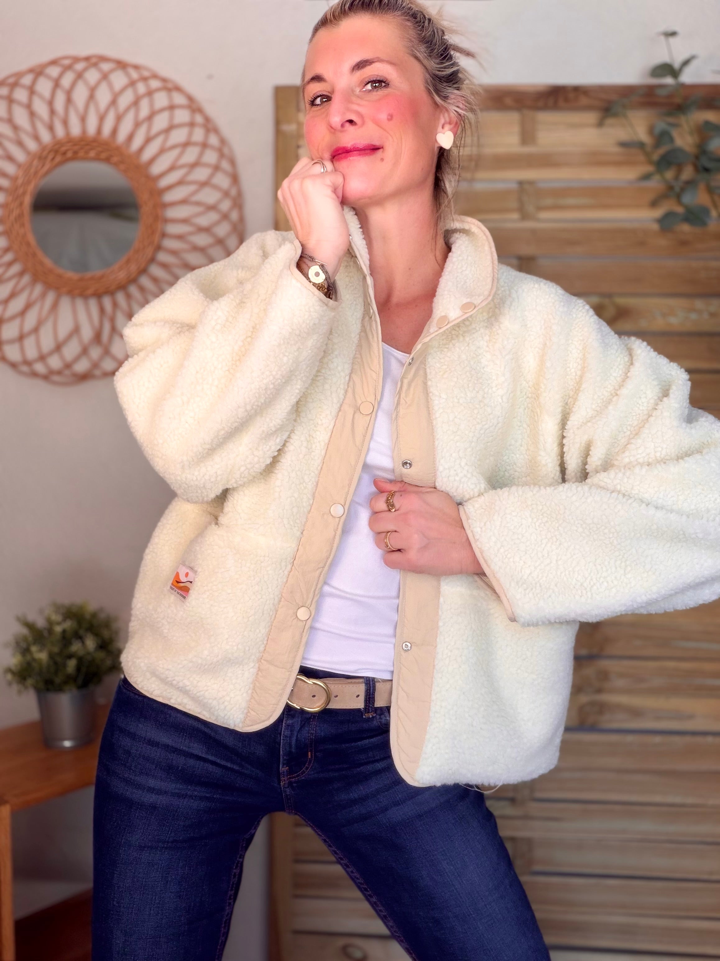 Veste matelassée réversible Sherpa AMÉLIE Beige