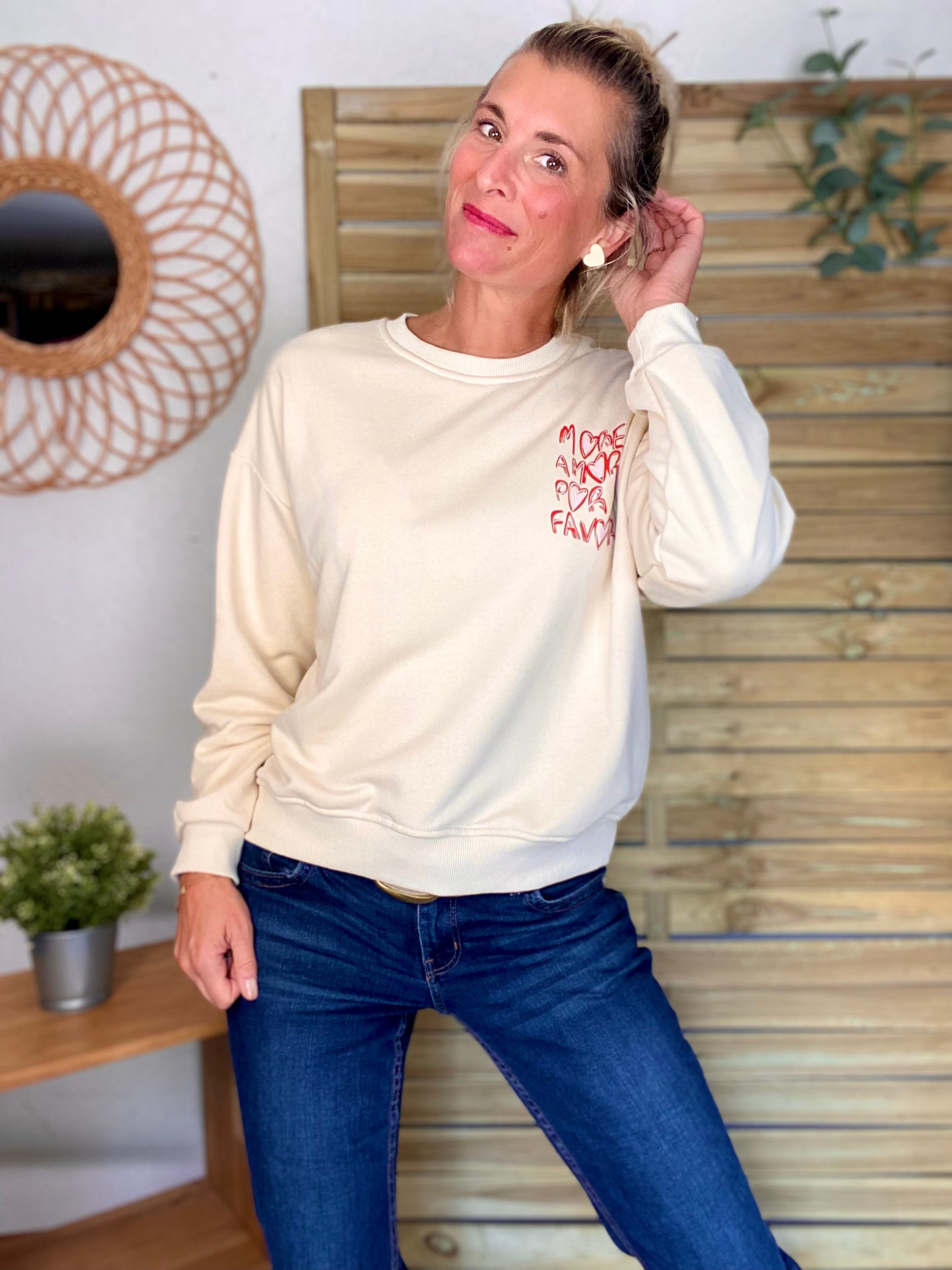Sweat More amour por favor ❤️ COLINE - Crème