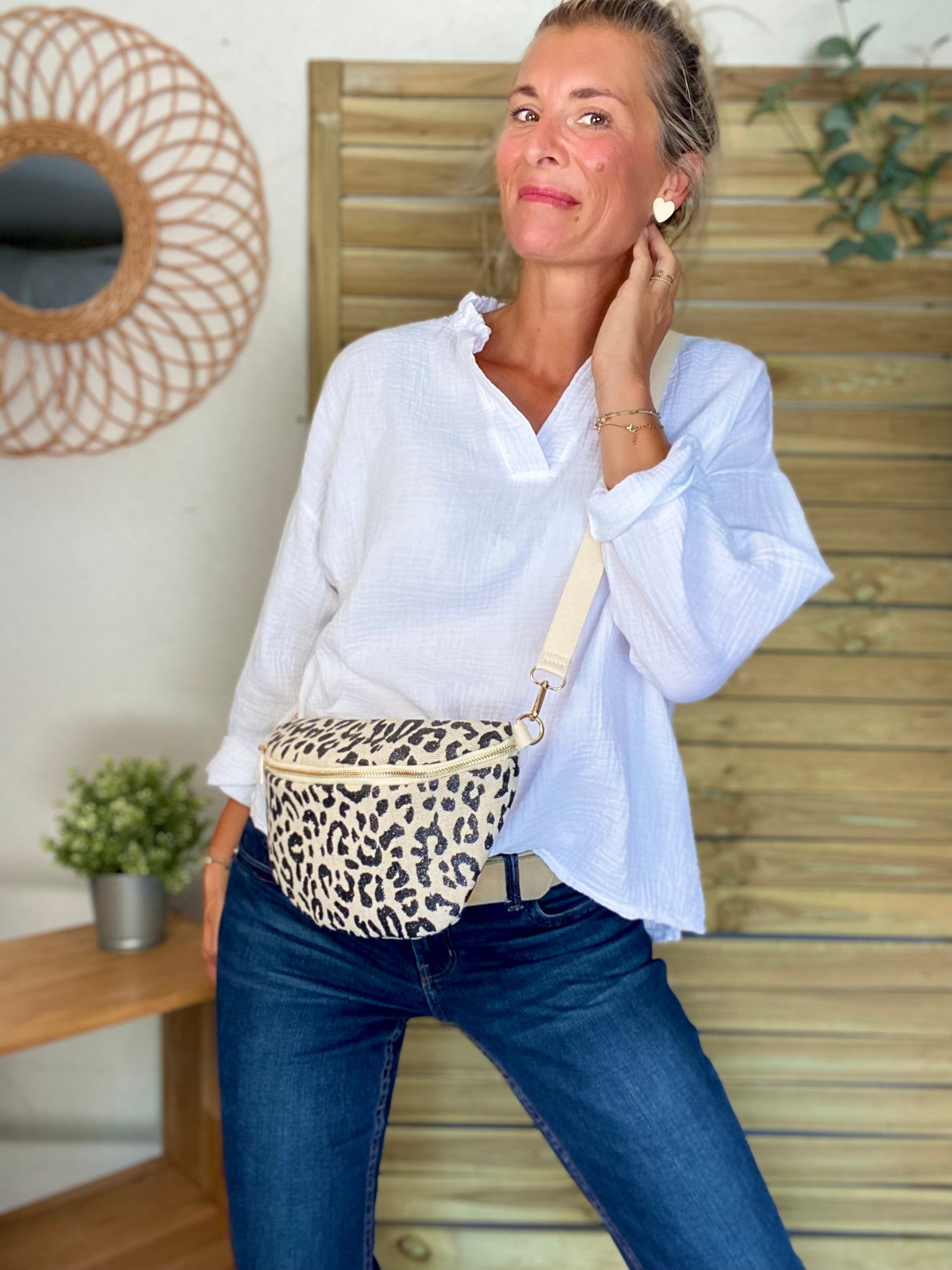 Blouse en gaze de coton SIERRA Blanche - manches longues