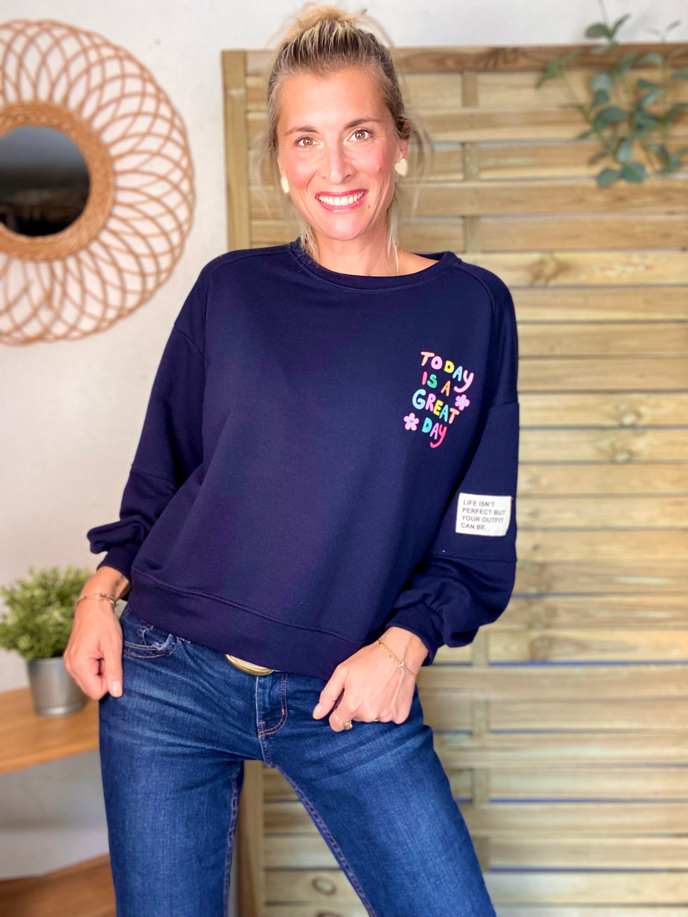 Sweat Today is a great day 🌈 OMBLINE - Bleu Marine