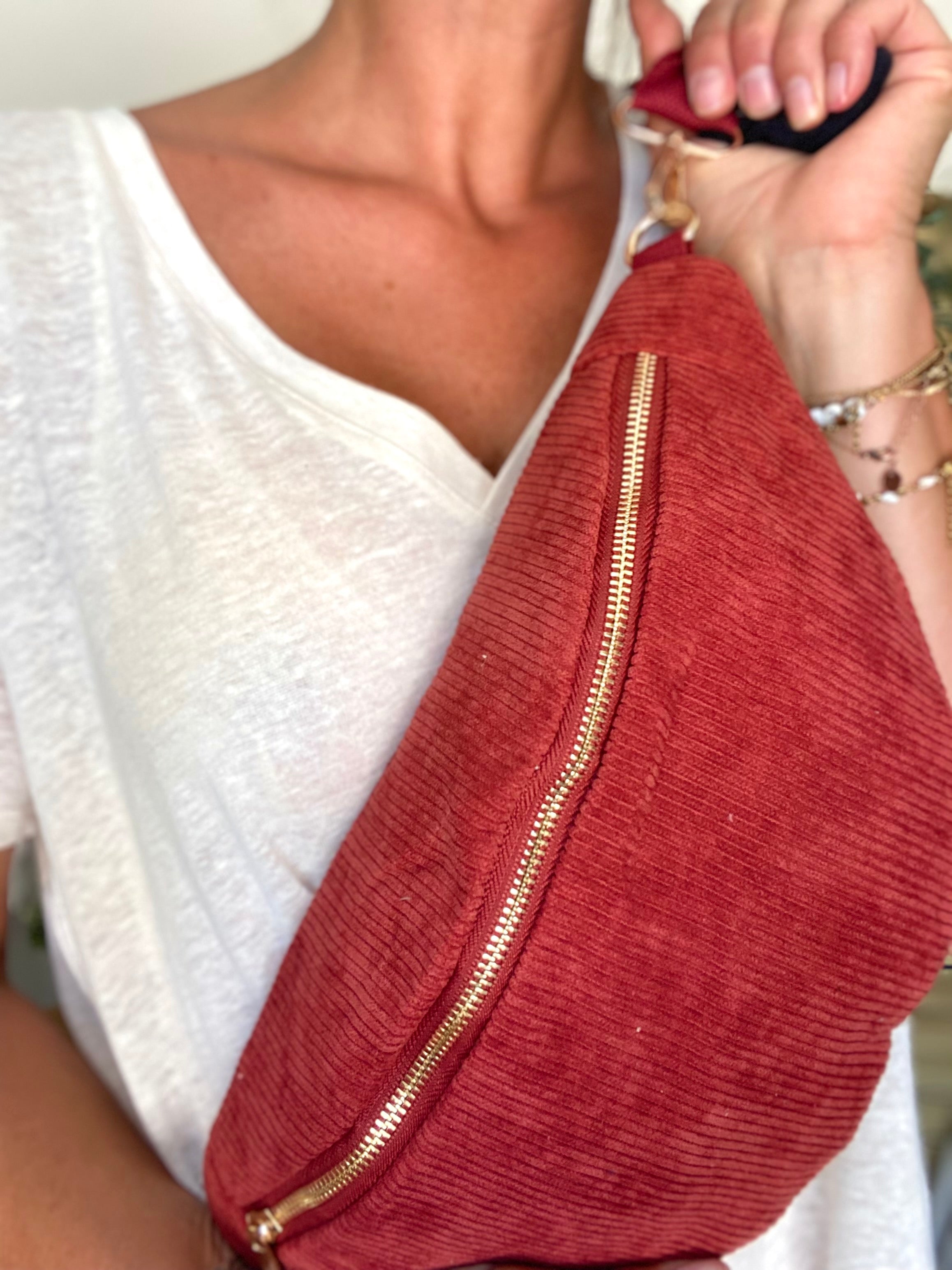 Sac banane XL velours côtelé Ciao Boum - IVY - Terracotta (20 coloris)