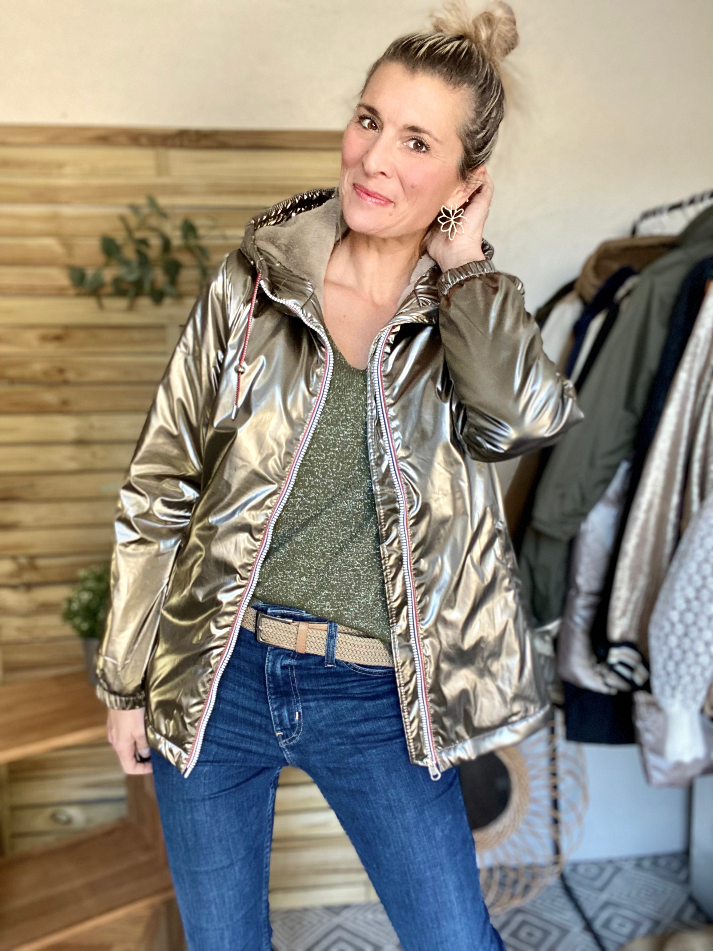 Parka Imperméable THELMA MI-LONG fourré - Bronze - LAURA JO - FIN DE SÉRIE