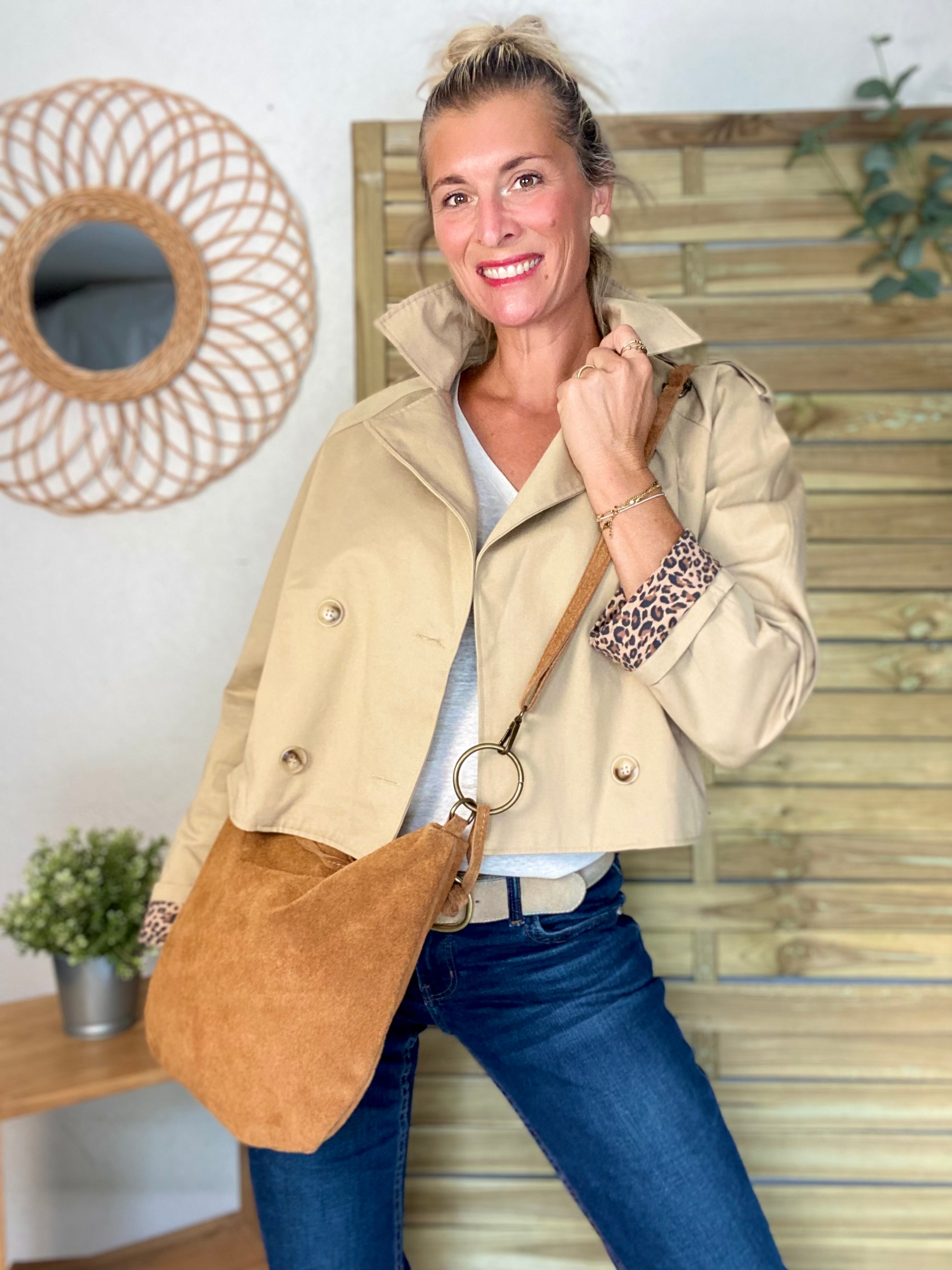 Veste Trench en coton beige avec Léo ROXANE