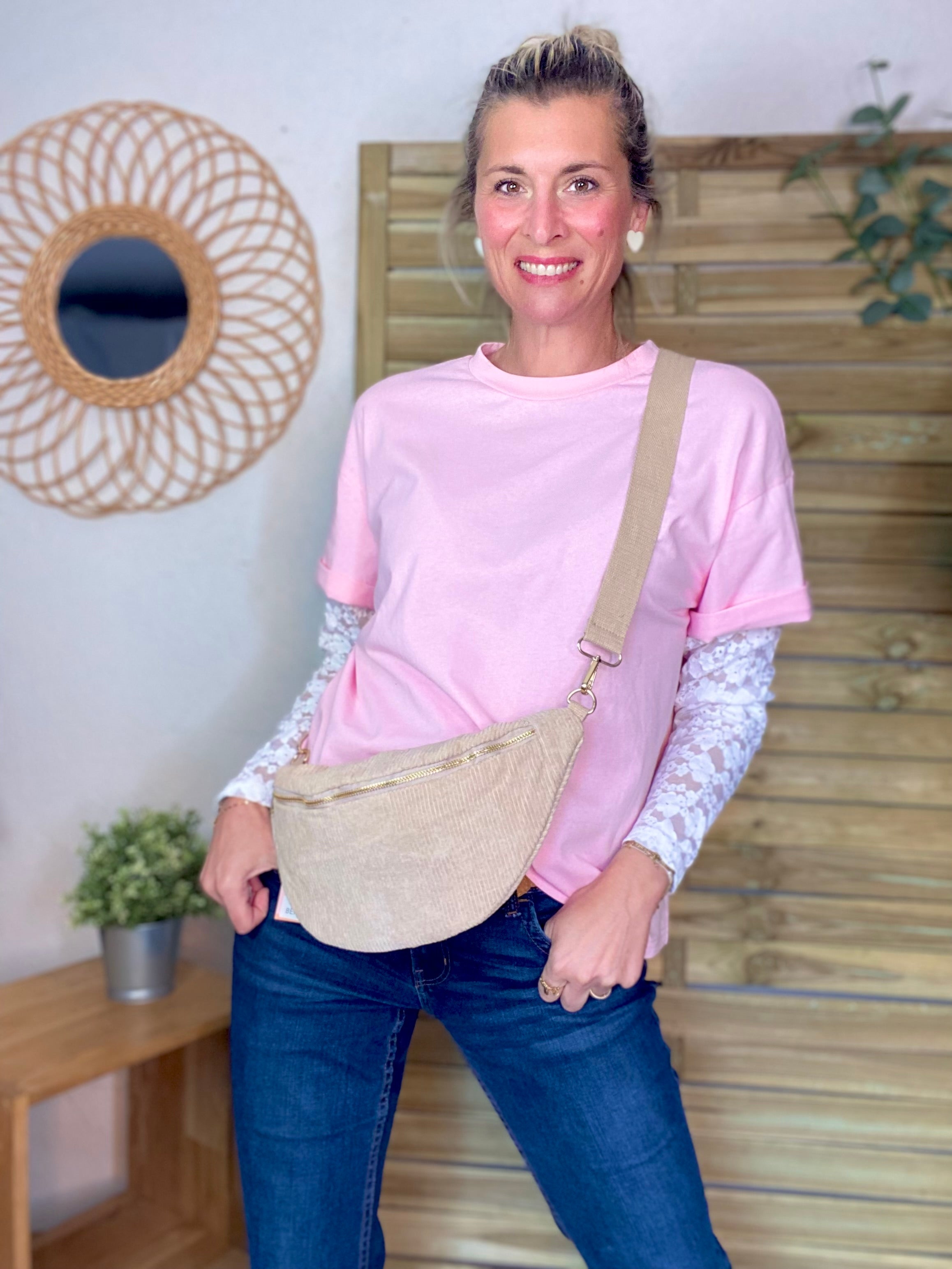 Sac banane XL velours côtelé Ciao Boum - IVY - Beige (20 coloris)