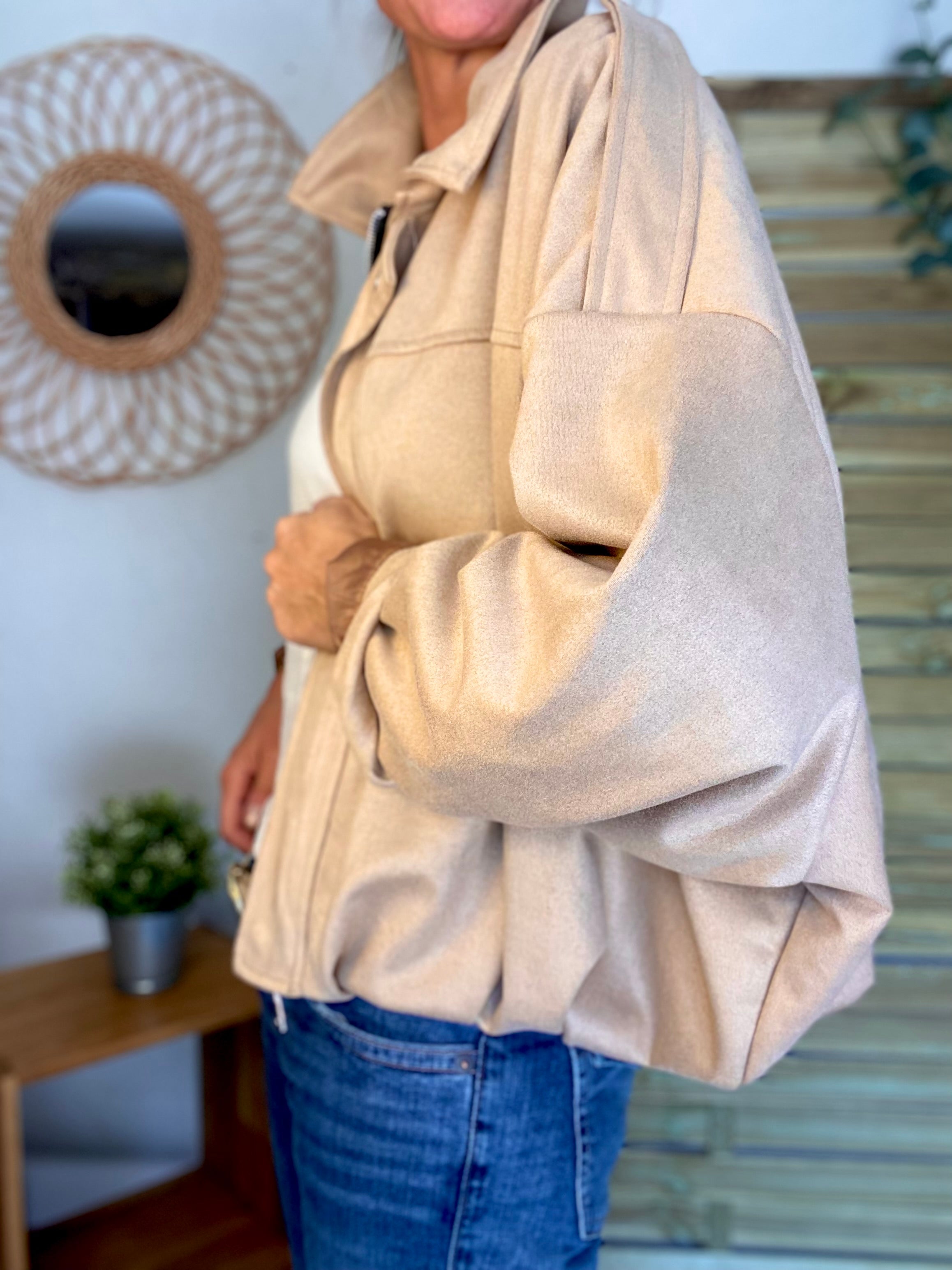 Veste oversize en suédine ISAAC - Camel clair