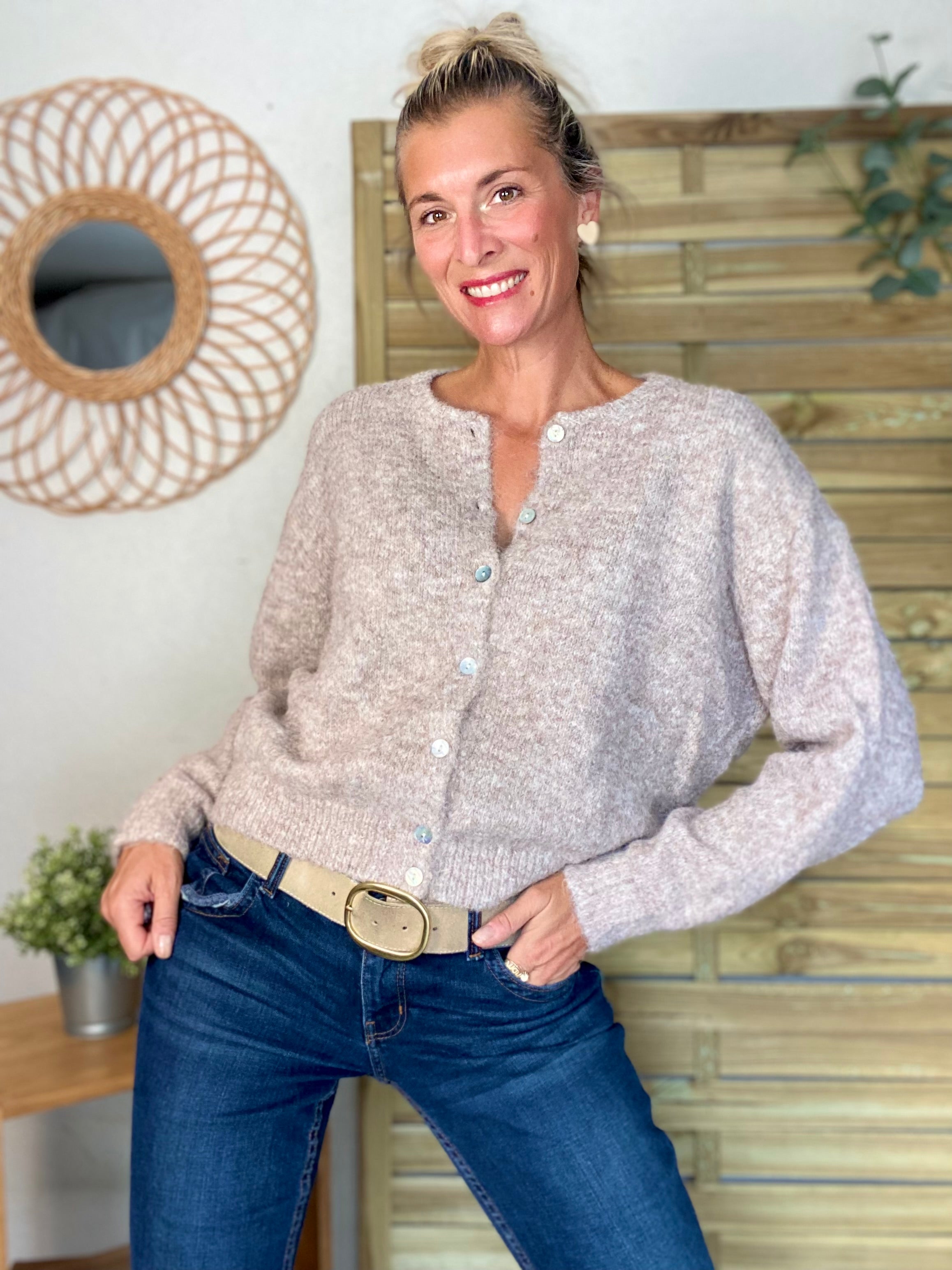 Gilet en maille SYDNEY - Taupe chiné