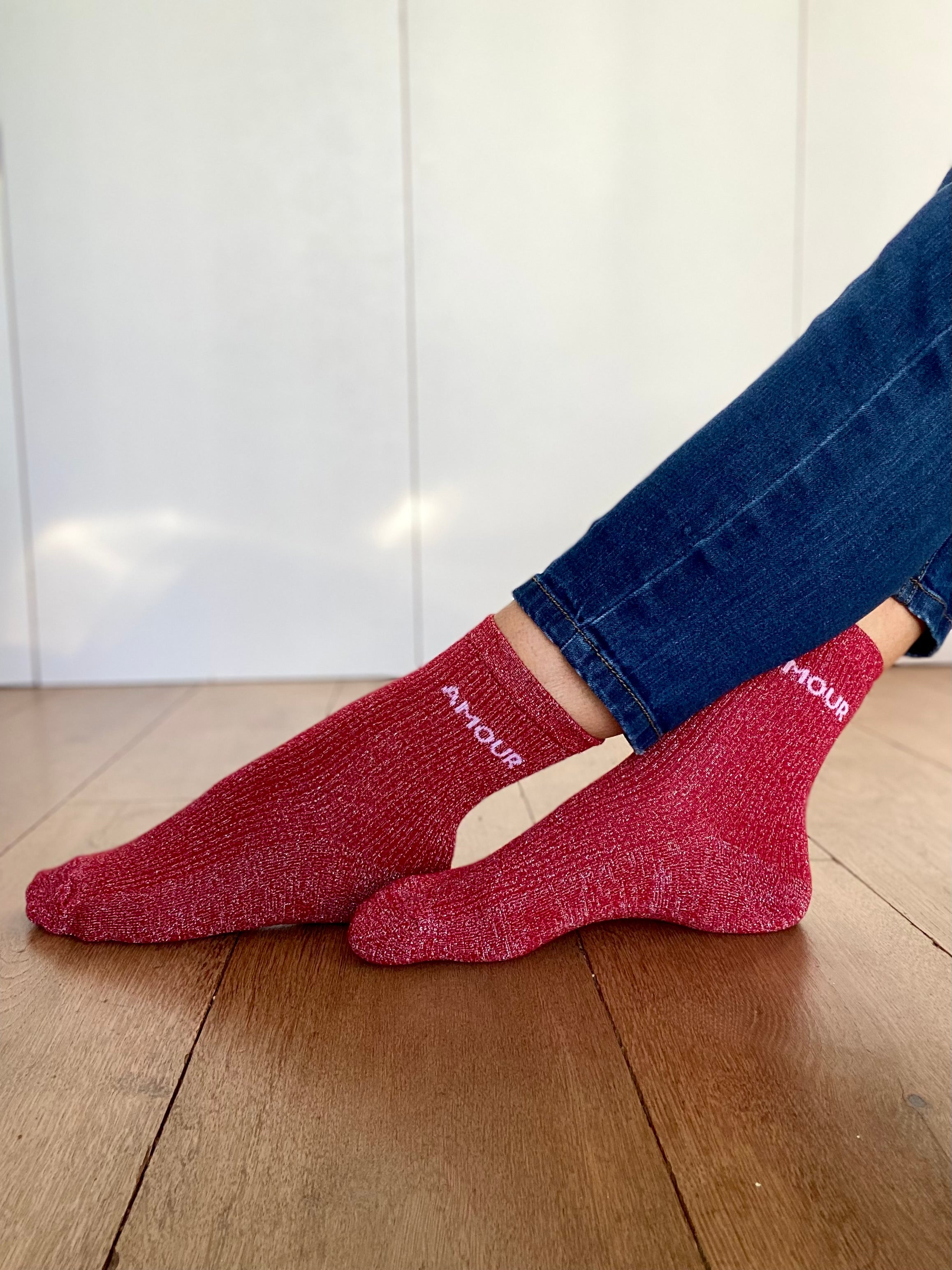 Chaussettes scintillantes glitter ZORA - Amour